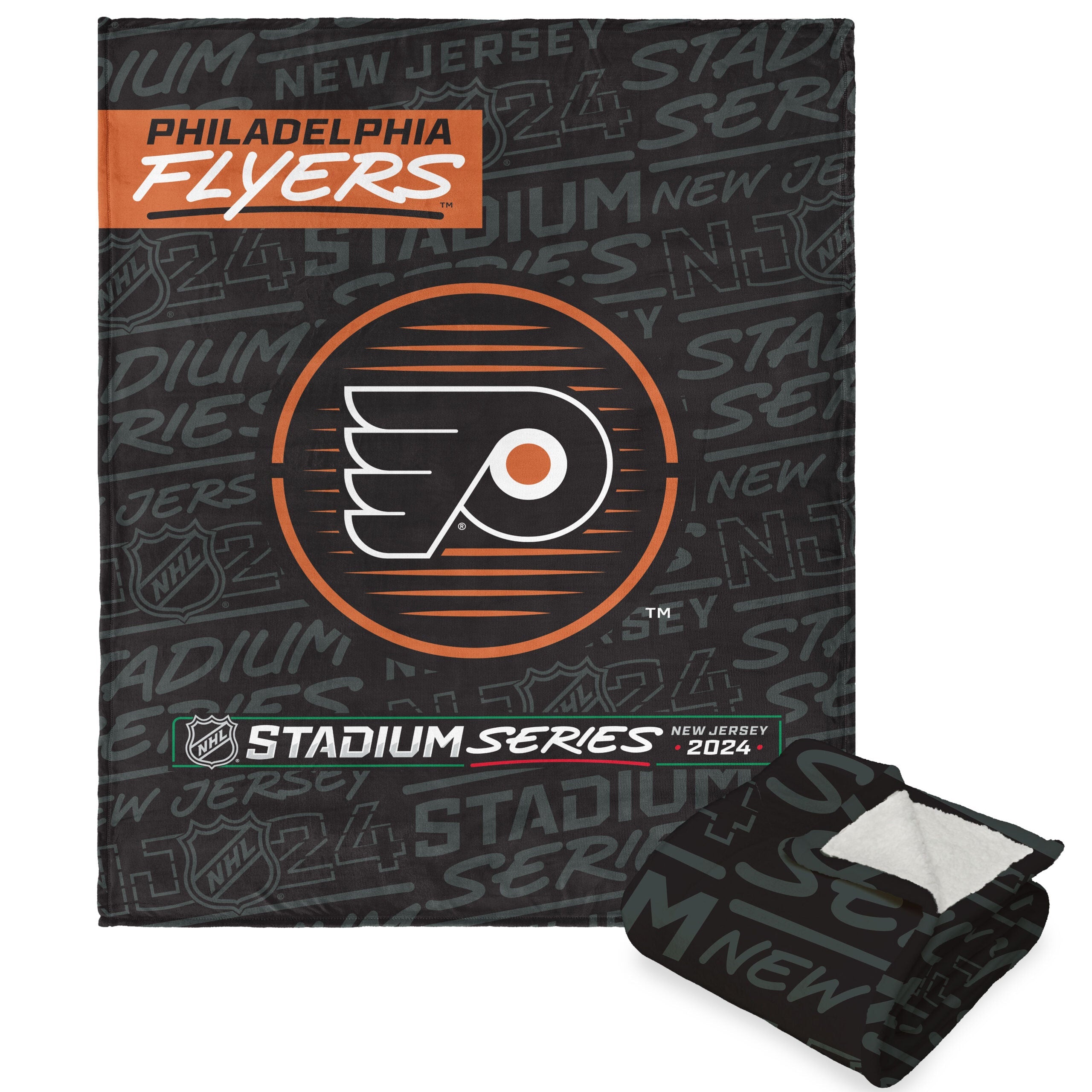 NHL Philadelphia Flyers 2024 NHLSS Turnpike Silk Touch Sherpa Throw Blanket 50x60 Inches