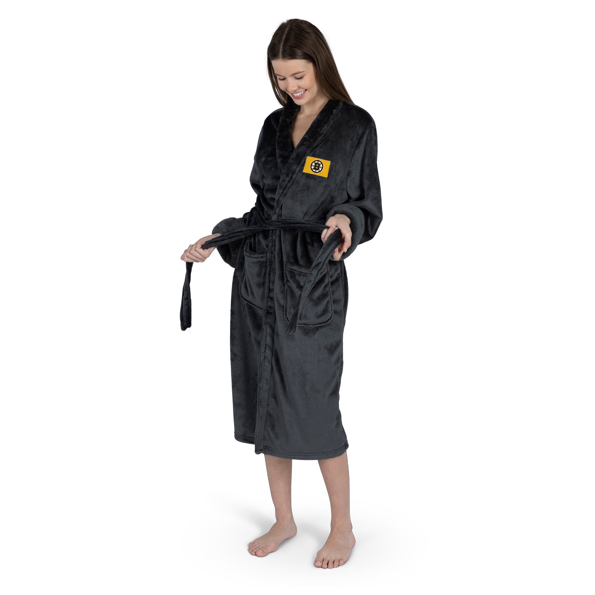 Boston Bruins NHL Black Snipe S/M Silk Touch Bathrobe 23X41 Inches