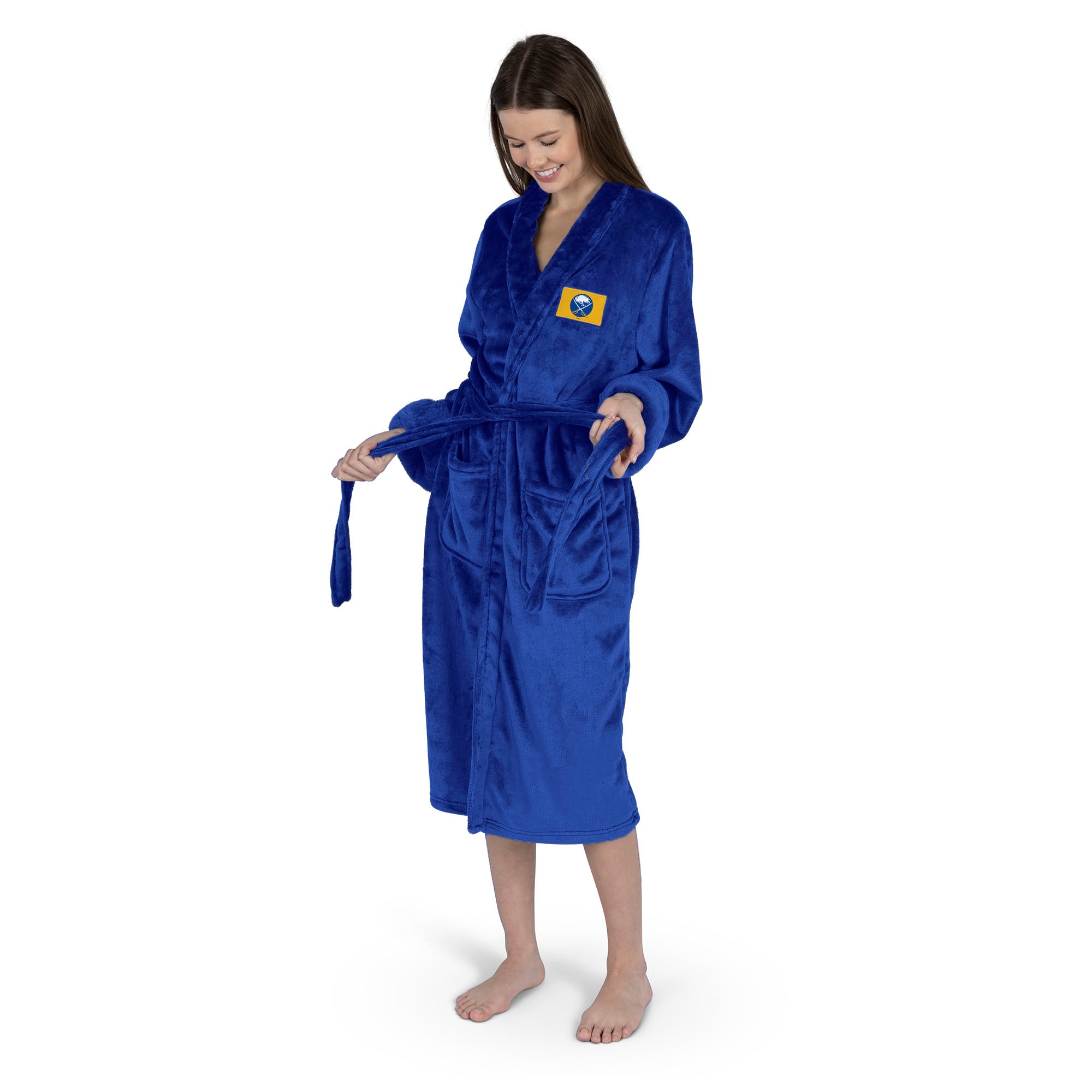 Buffalo Sabres NHL Royal Blue S/M Silk Touch Bathrobe 23X41 Inches