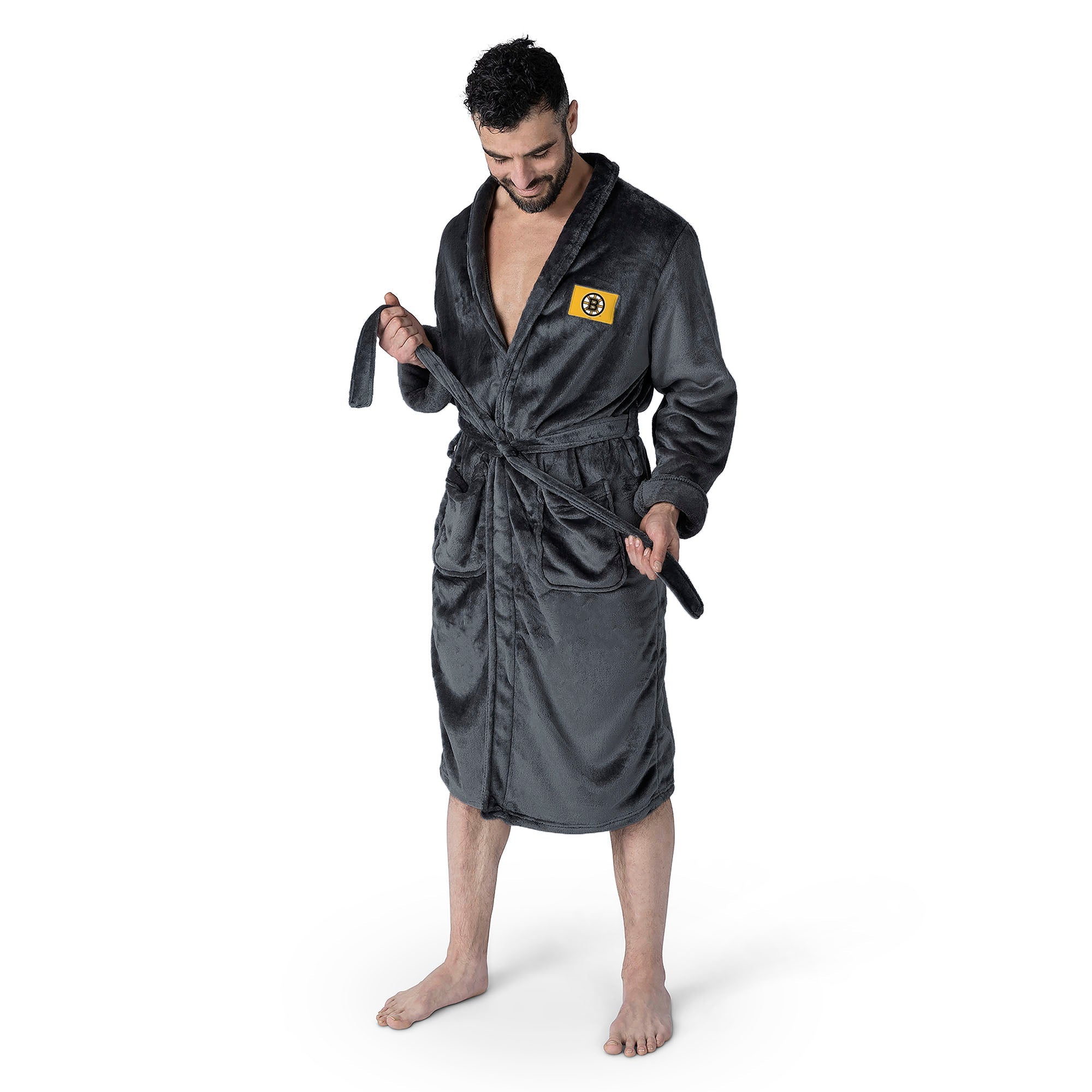 Boston Bruins NHL Black Snipe L/XL Silk Touch Bathrobe 26x47 Inches