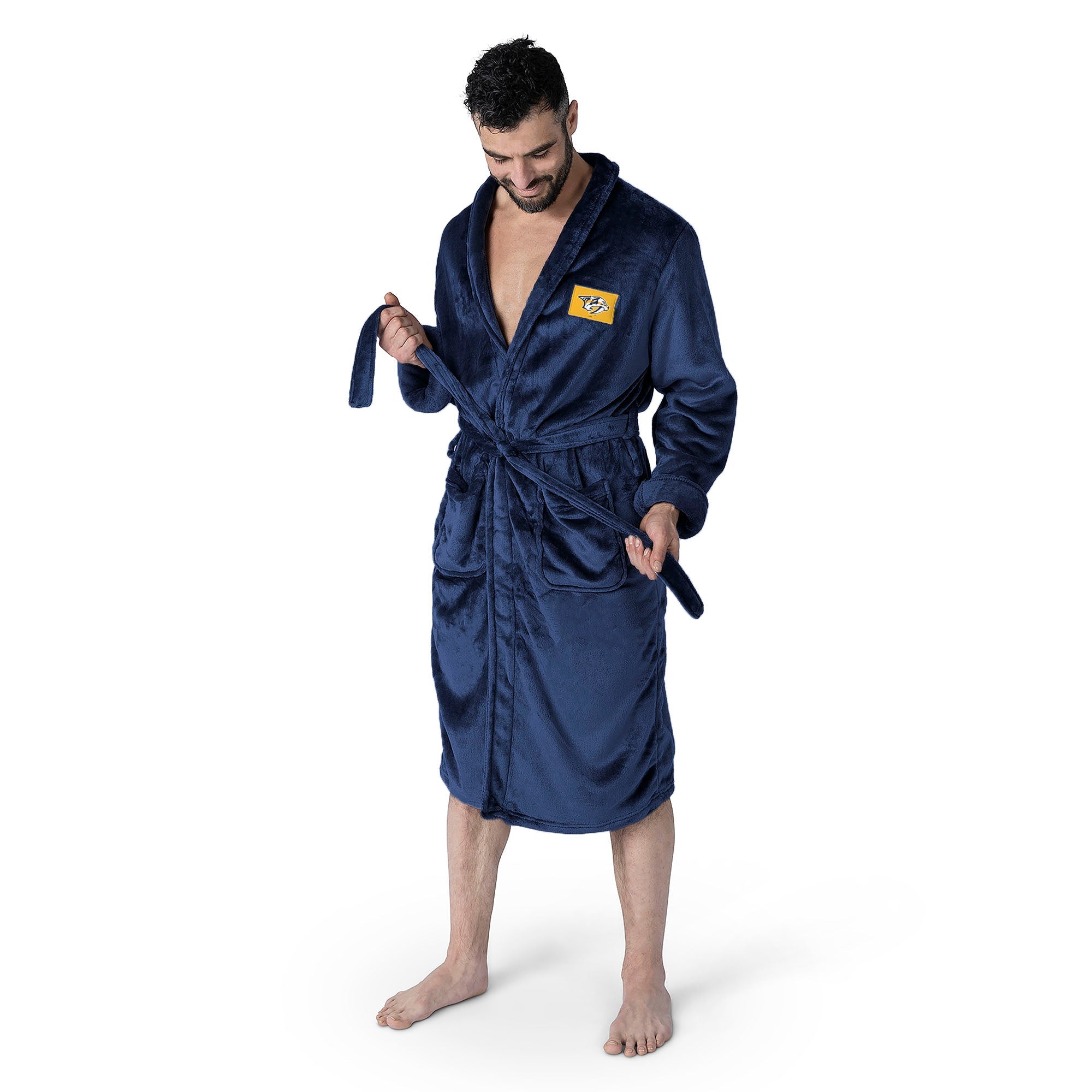 Nashville Predators NHL Navy Snipe L/XL Silk Touch Bathrobe 26x47 Inches