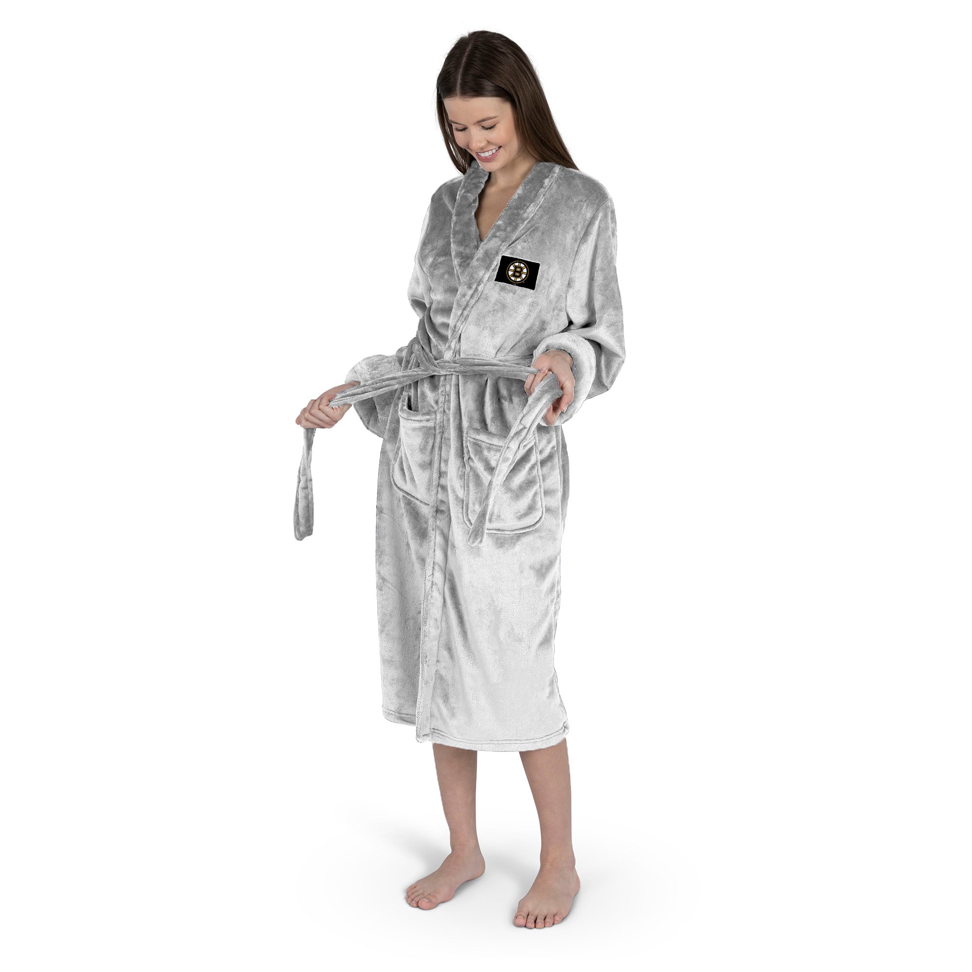 Boston Bruins NHL White Snipe S/M Silk Touch Bathrobe 23X41 Inches