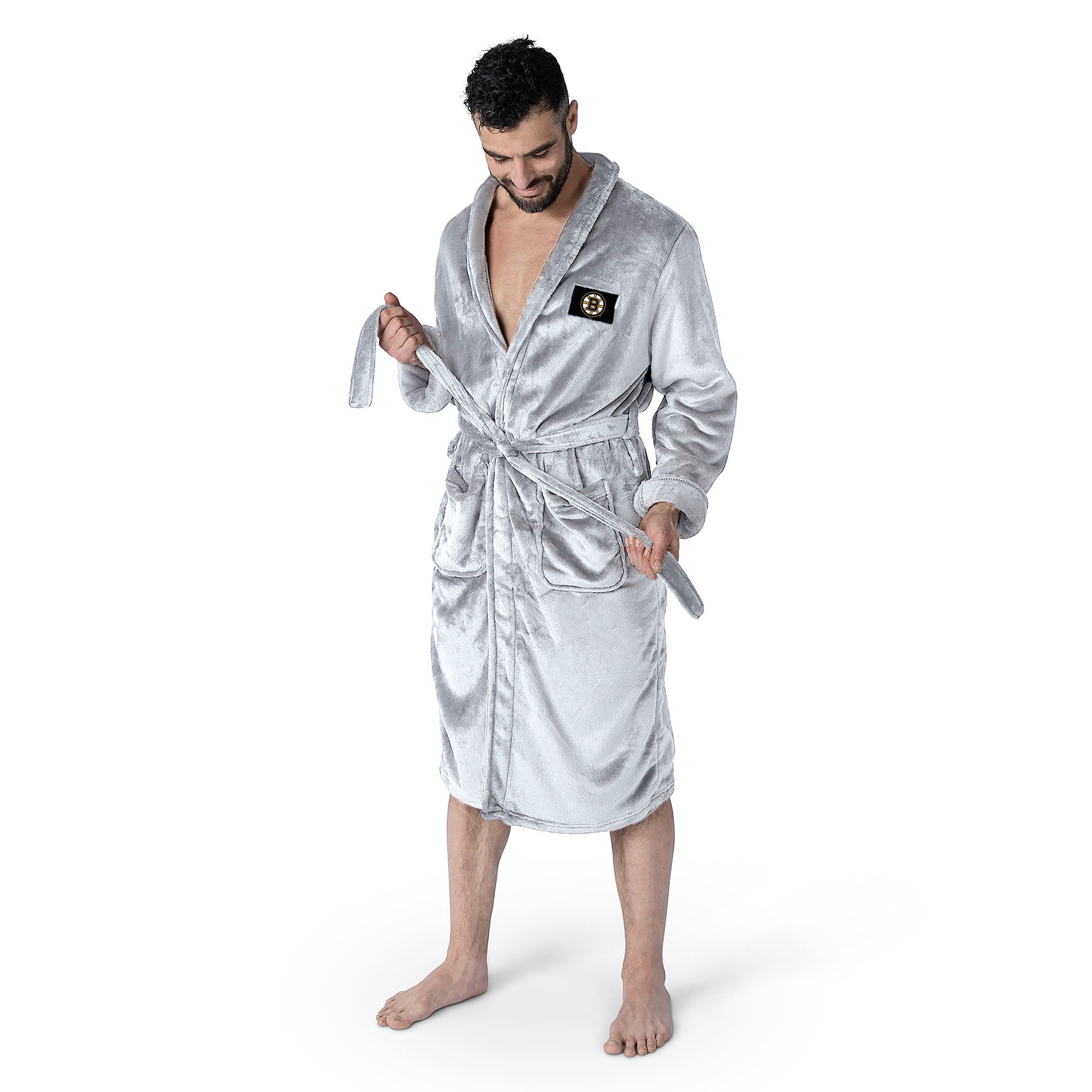 Boston Bruins NHL White Snipe L/XL Silk Touch Bathrobe 26x47 Inches