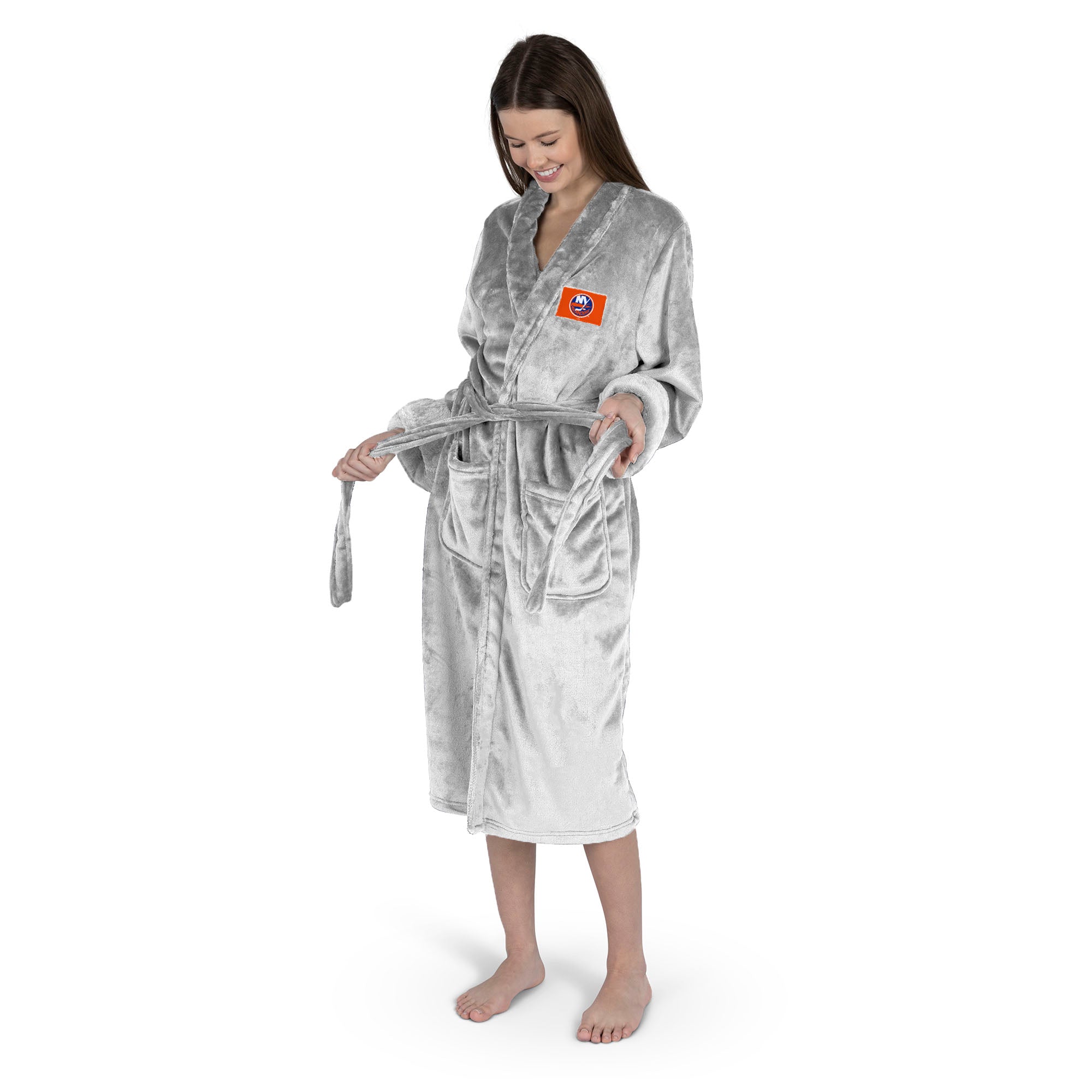 New York Islanders NHL White Snipe S/M Silk Touch Bathrobe 23X41 Inches