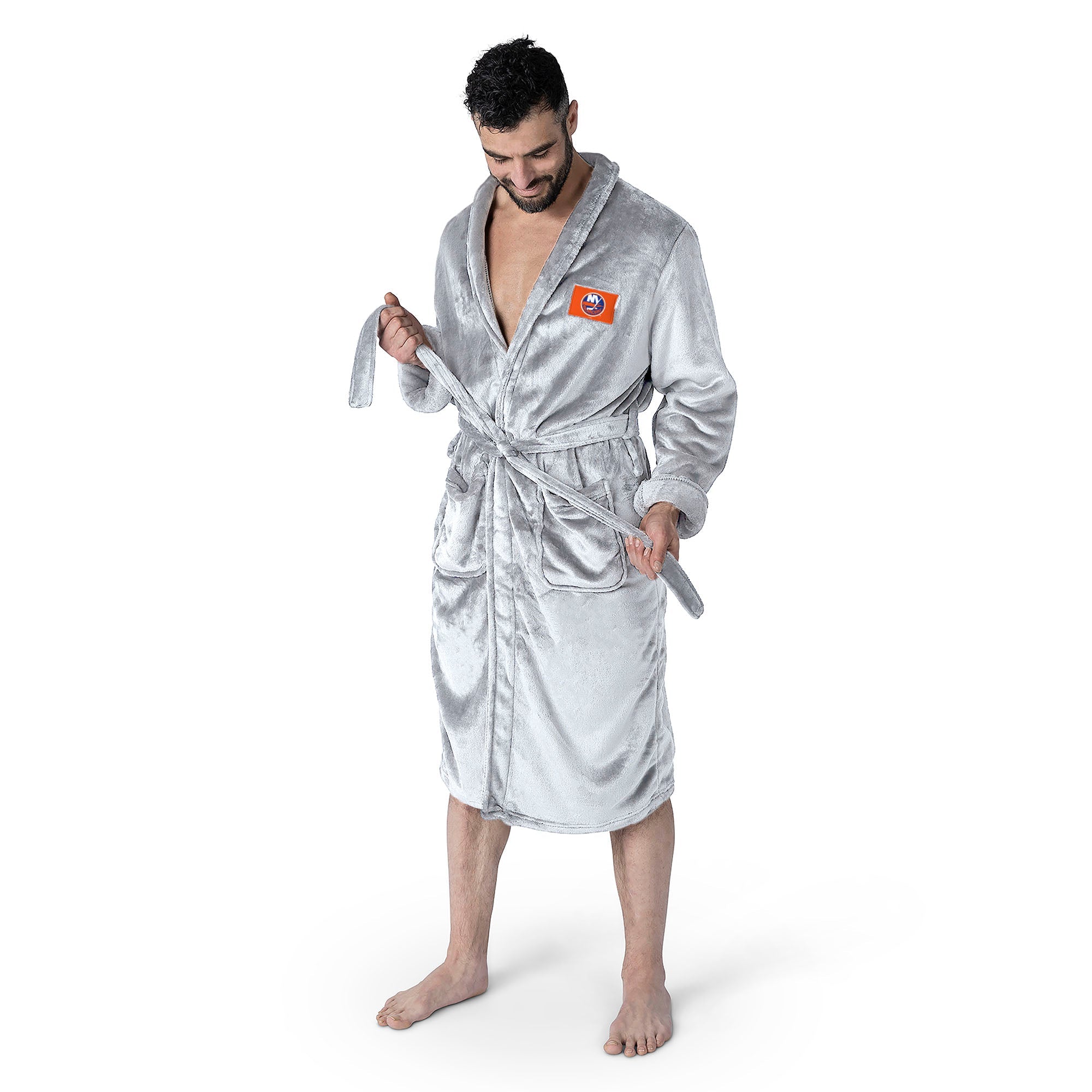 New York Islanders NHL White Snipe L/XL Silk Touch Bathrobe 26x47 Inches