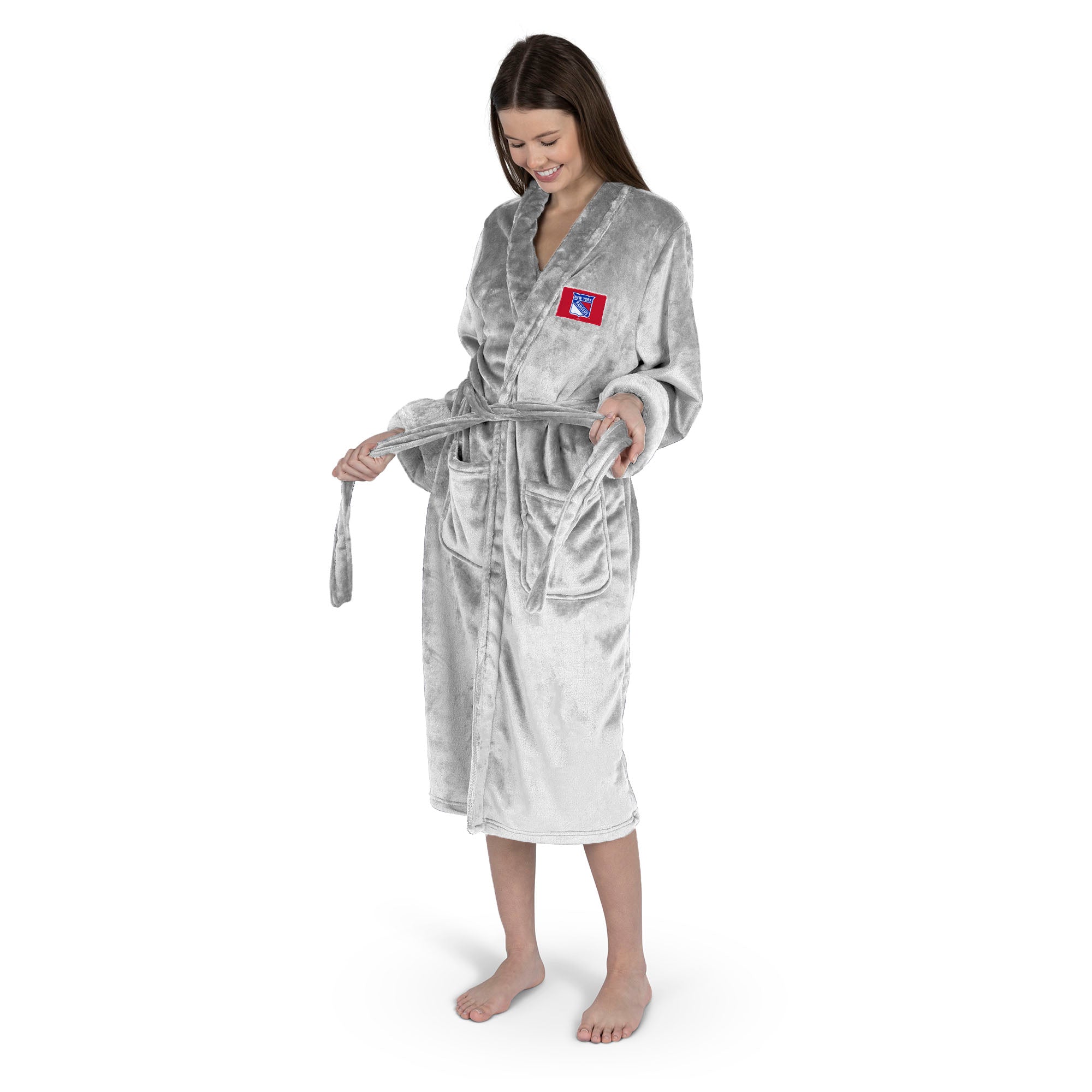 New York Rangers NHL White Snipe S/M Silk Touch Bathrobe 23X41 Inches