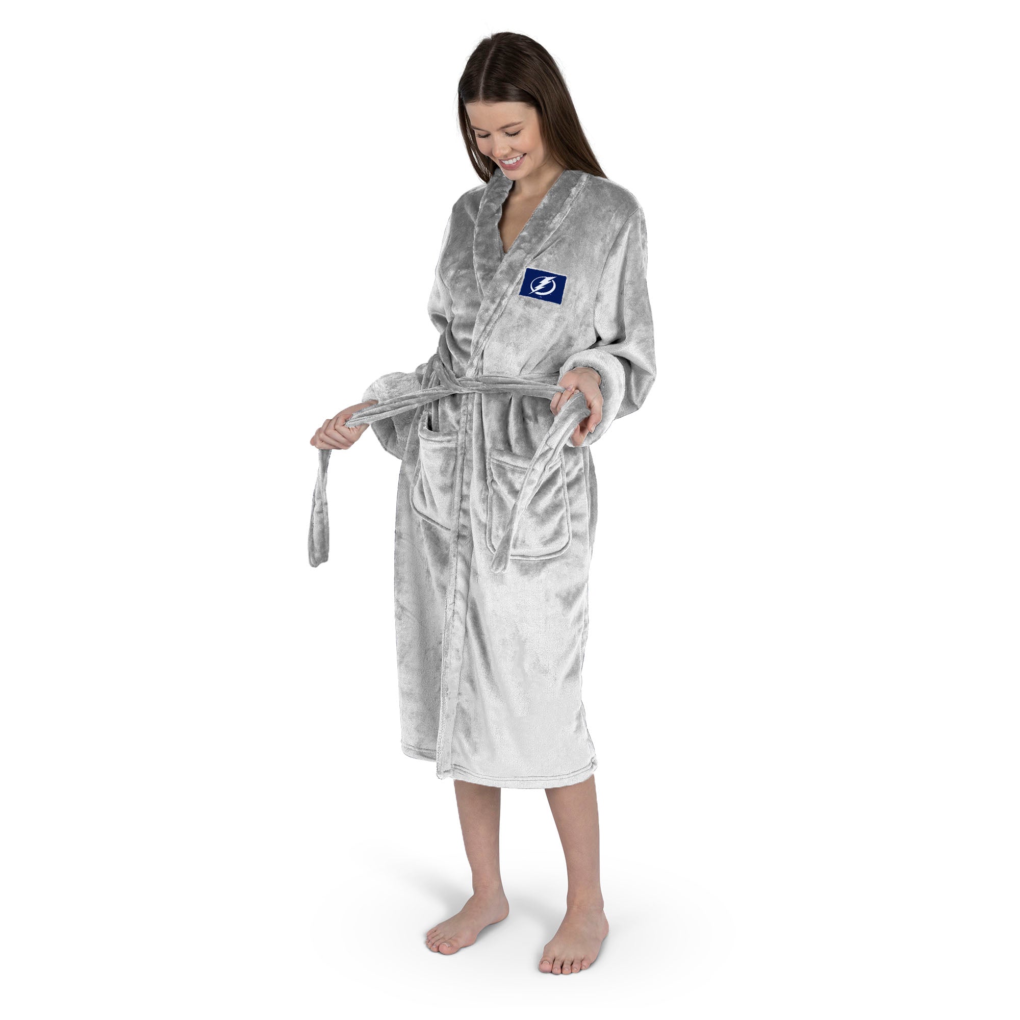 Tampa Bay Lightning NHL White Snipe S/M Silk Touch Bathrobe 23X41 Inches