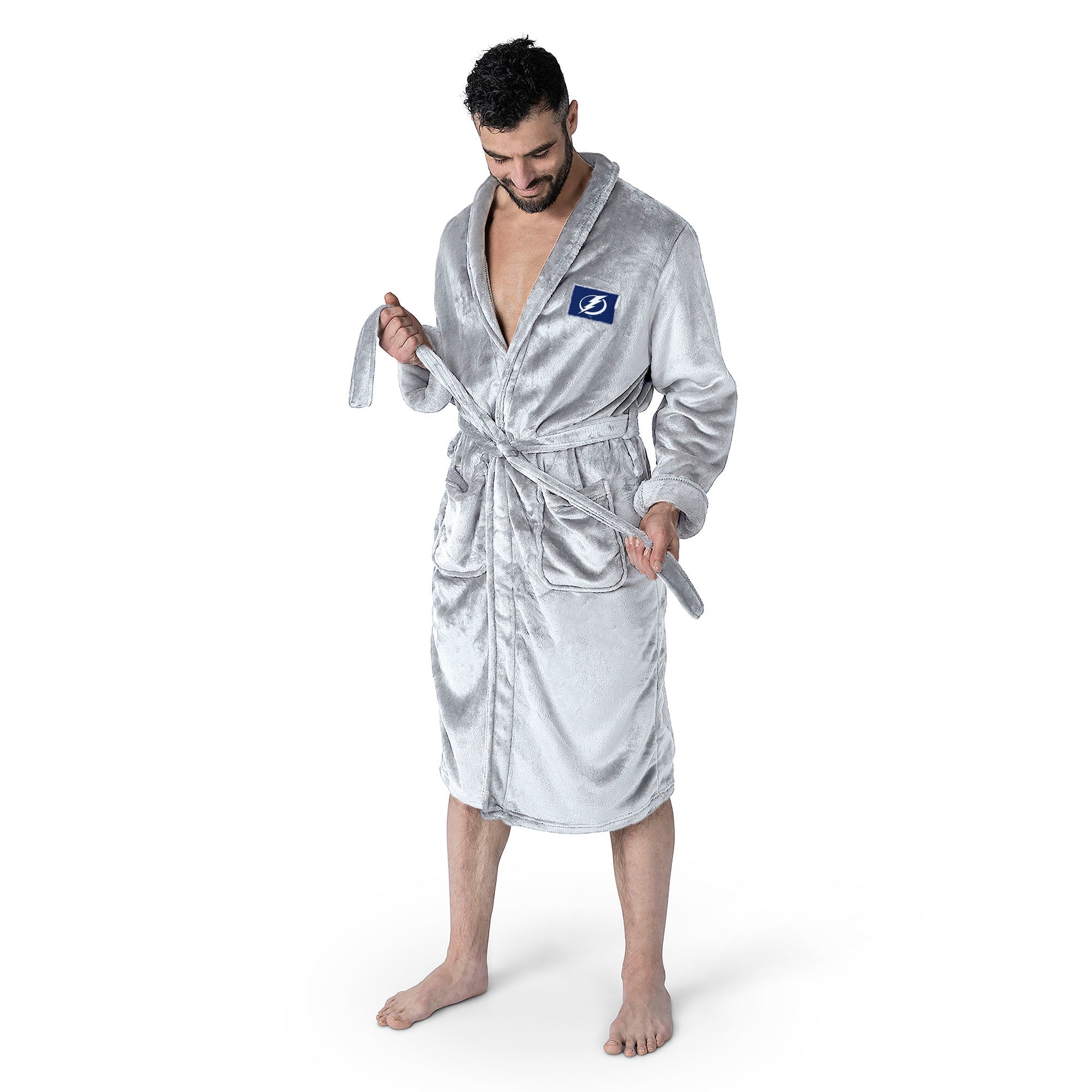 Tampa Bay Lightning NHL White Snipe L/XL Silk Touch Bathrobe 26x47 Inches