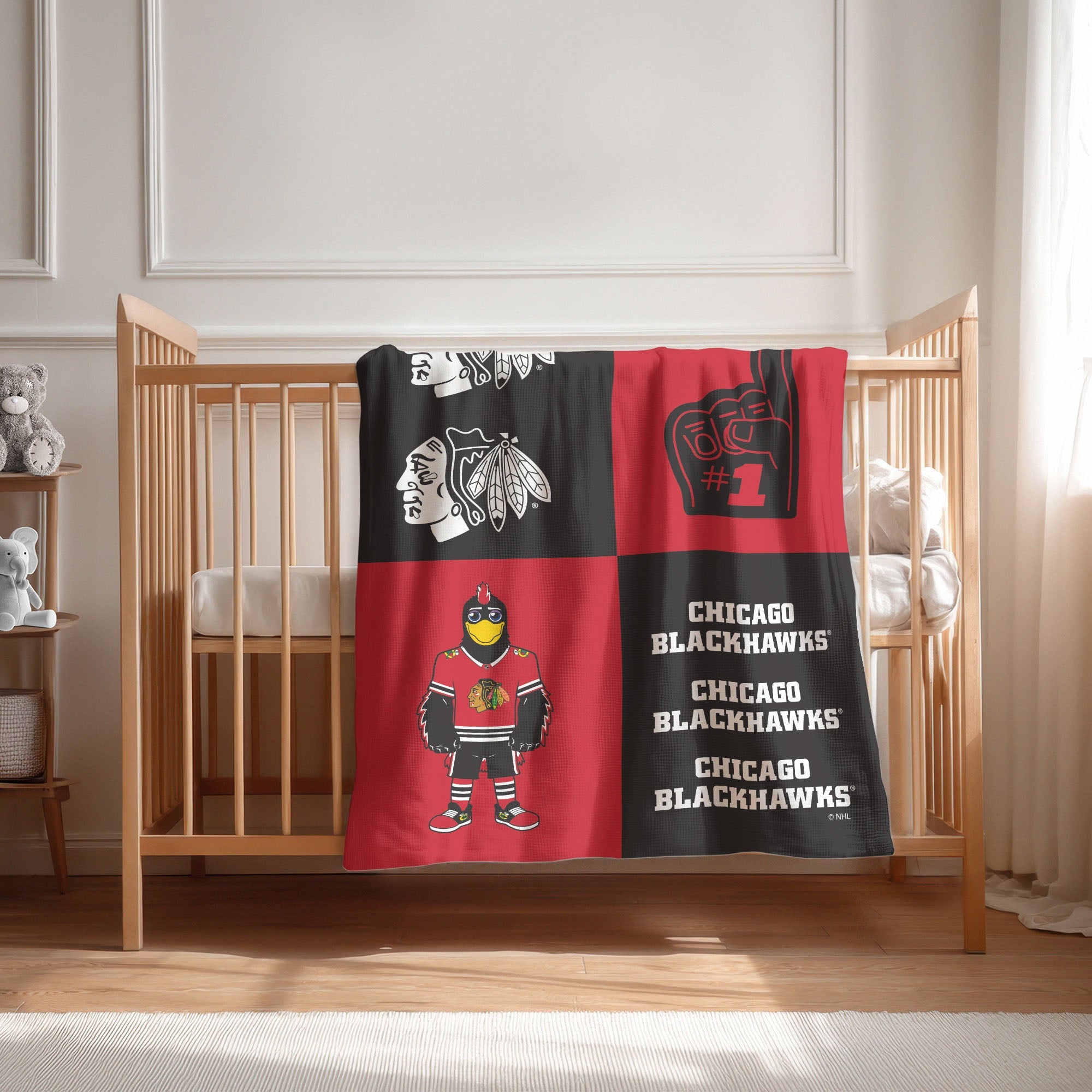 Chicago Blackhawks NHL Domino Swaddle Blanket 40x50 inches