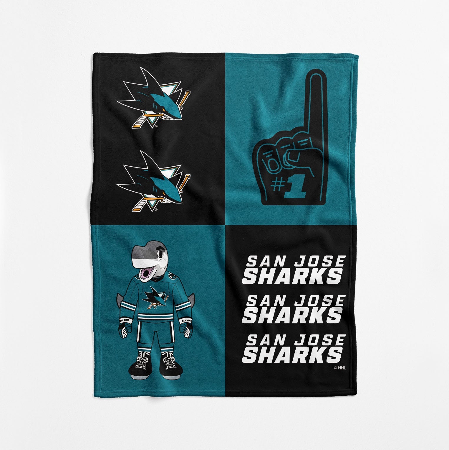 San Jose Sharks NHL Domino Swaddle Blanket 40x50 inches