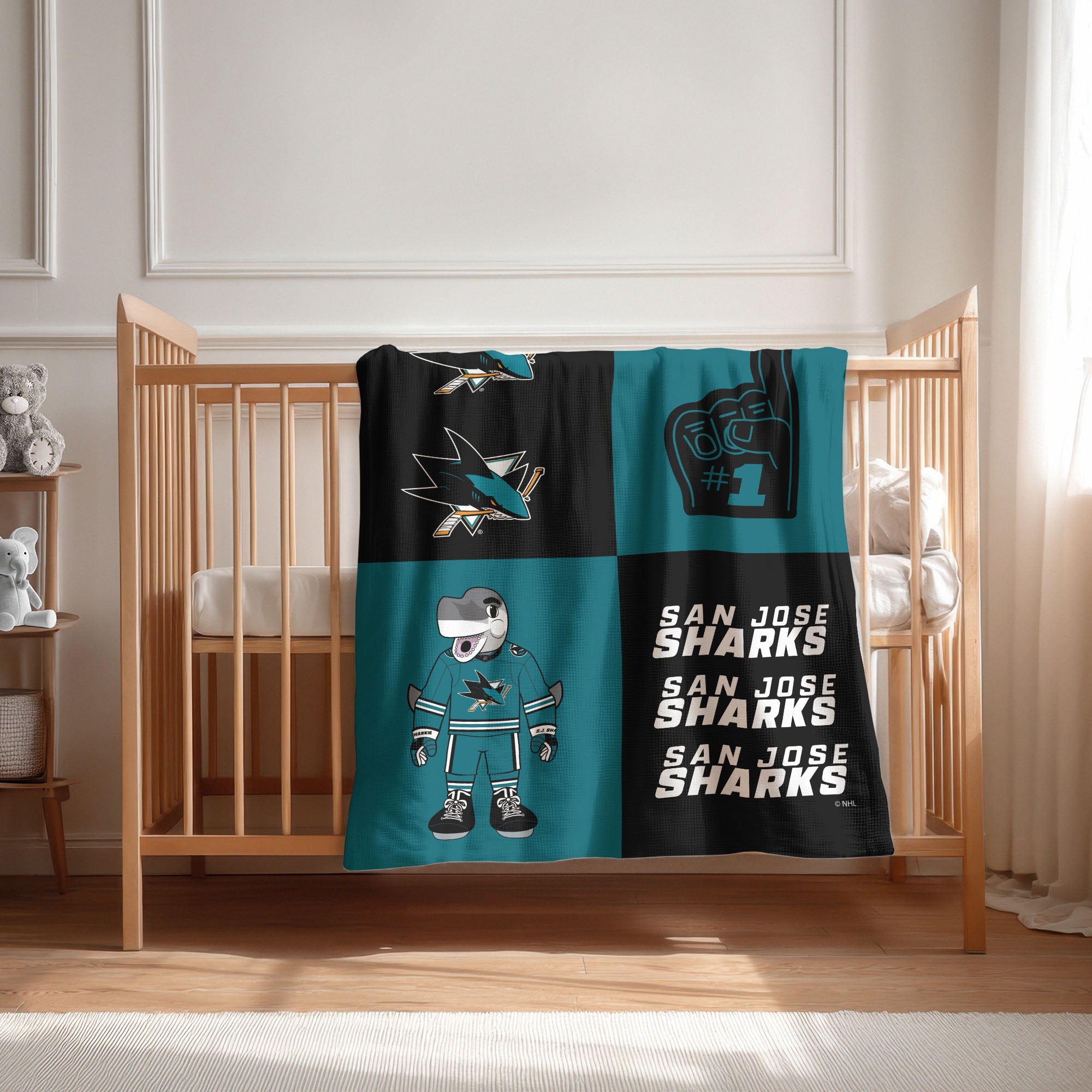 San Jose Sharks NHL Domino Swaddle Blanket 40x50 inches