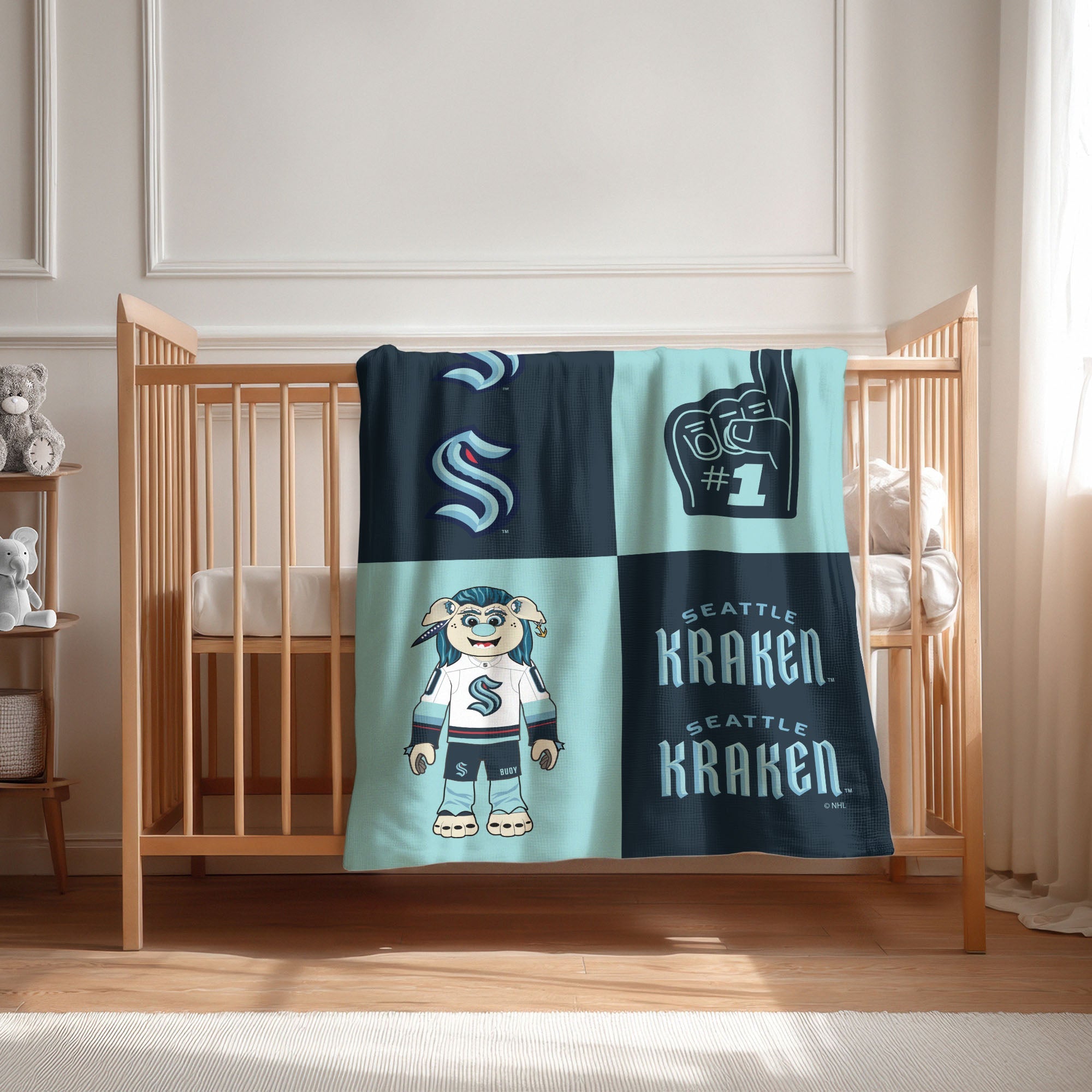 Seattle Kraken NHL Domino Swaddle Blanket 40x50 inches