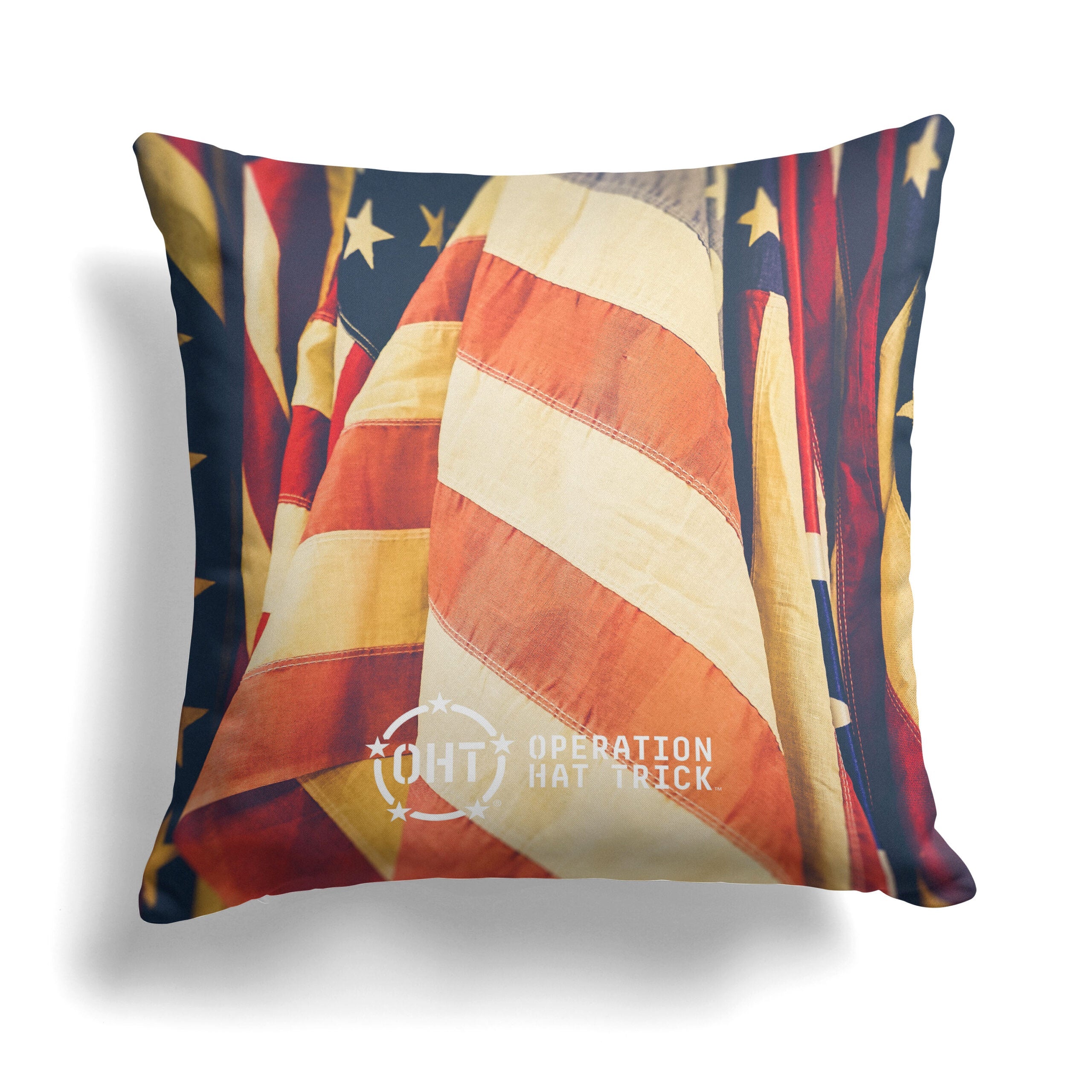 Operation Hat Trick Operation Hat Trick Vintage Flag Throw Pillow 18x18 Inches