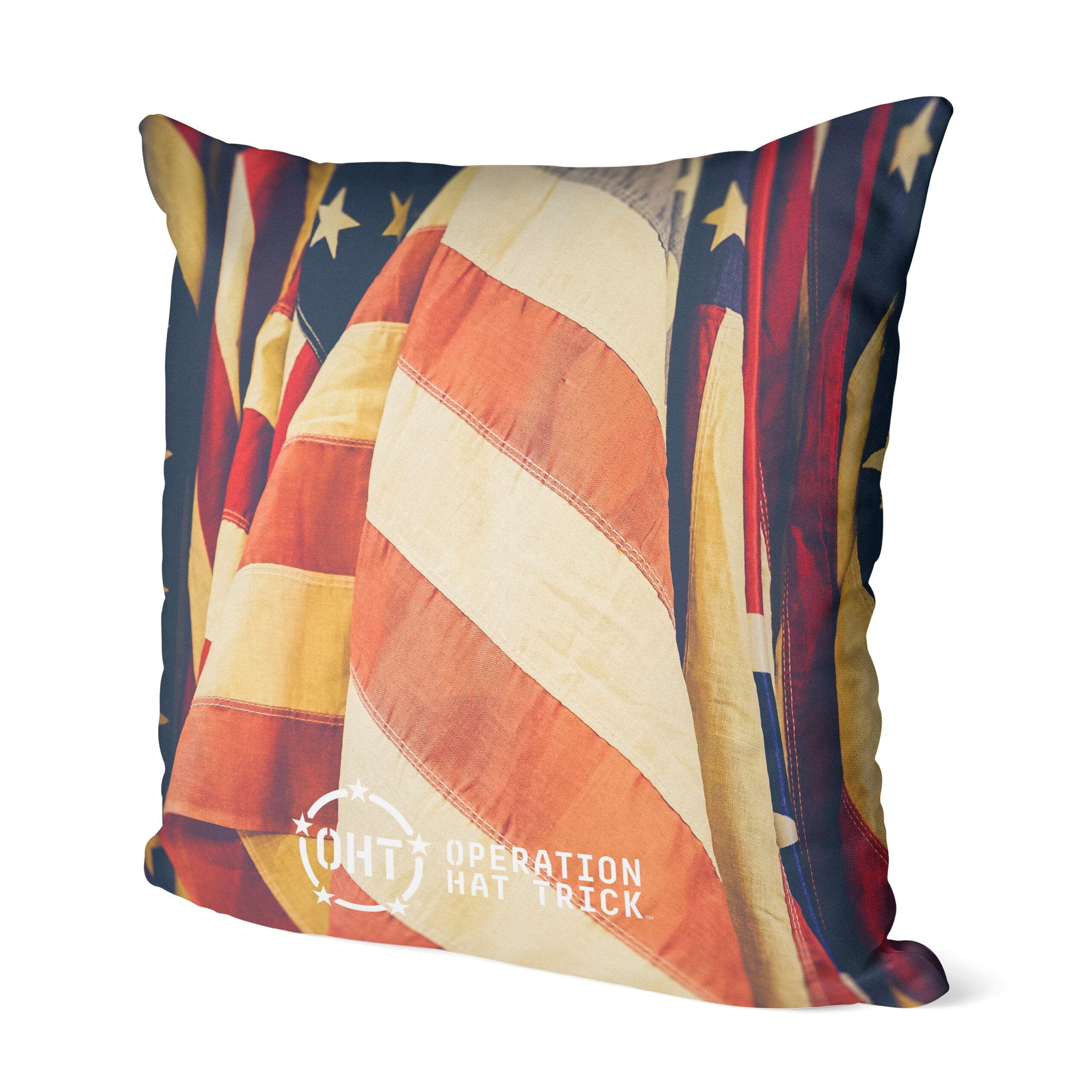 Operation Hat Trick Operation Hat Trick Vintage Flag Throw Pillow 18x18 Inches