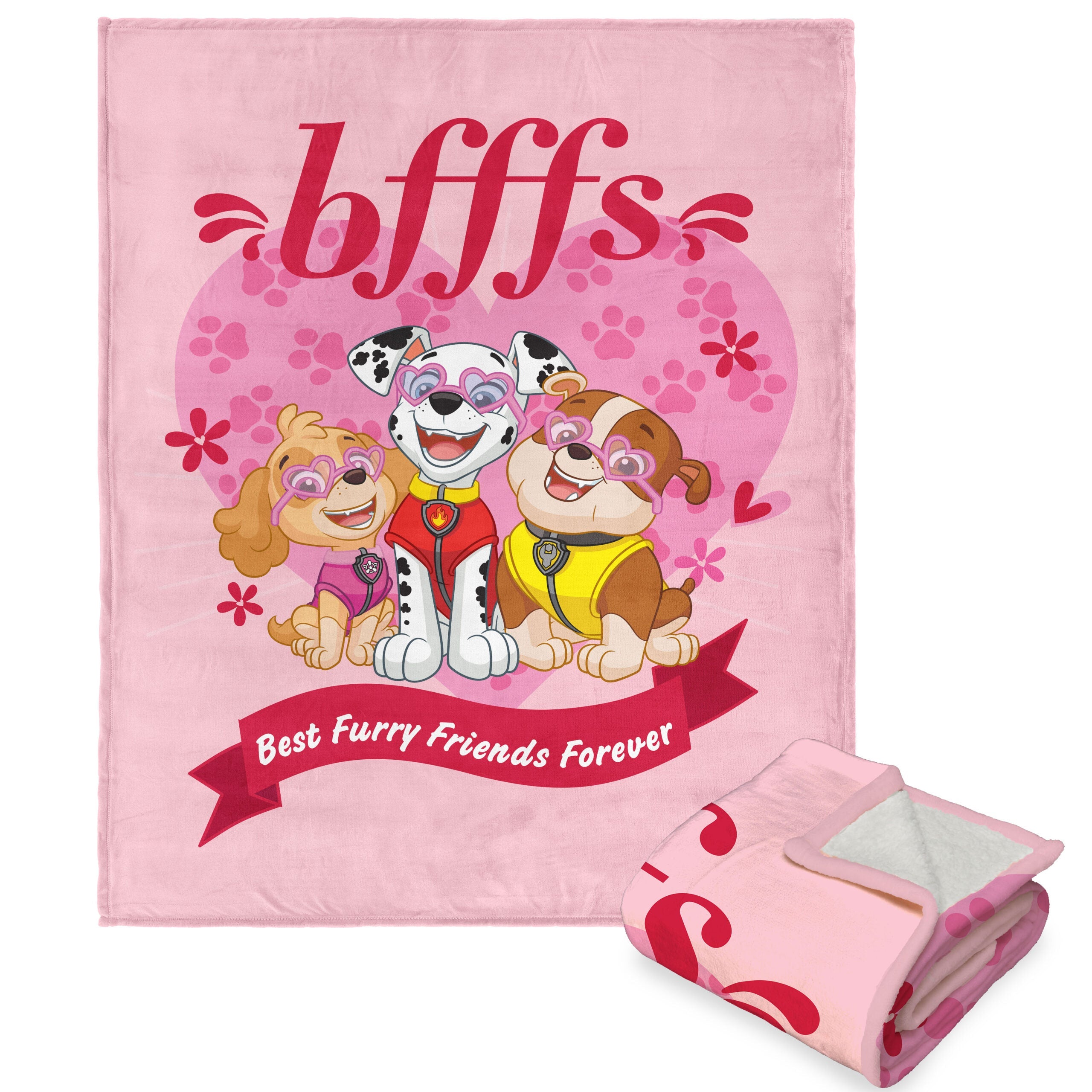 Nickelodeon Paw Patrol BFFFs Silk Touch Sherpa Throw Blanket 50x60 Inches