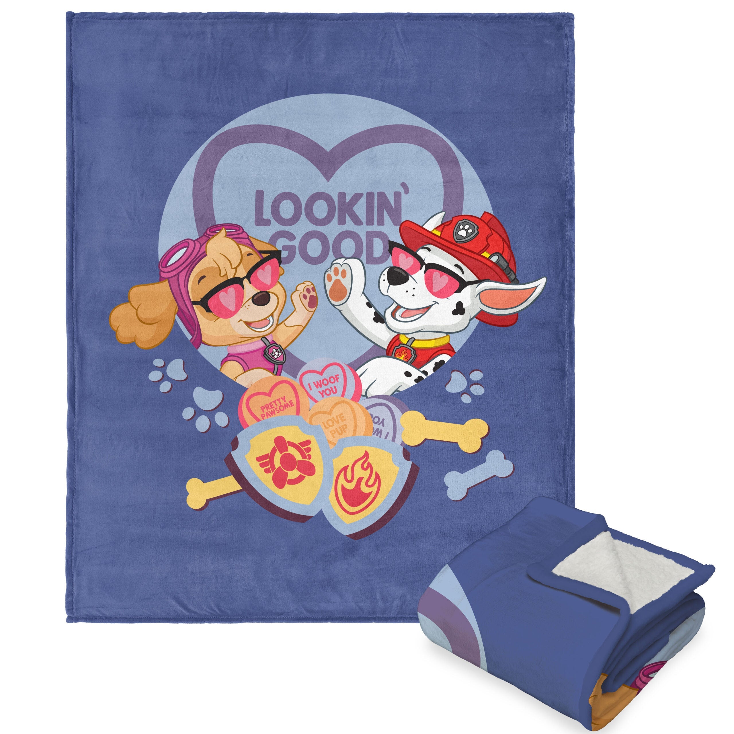 Nickelodeon Paw Patrol Looking Good Silk Touch Sherpa Throw Blanket 50x60 Inches