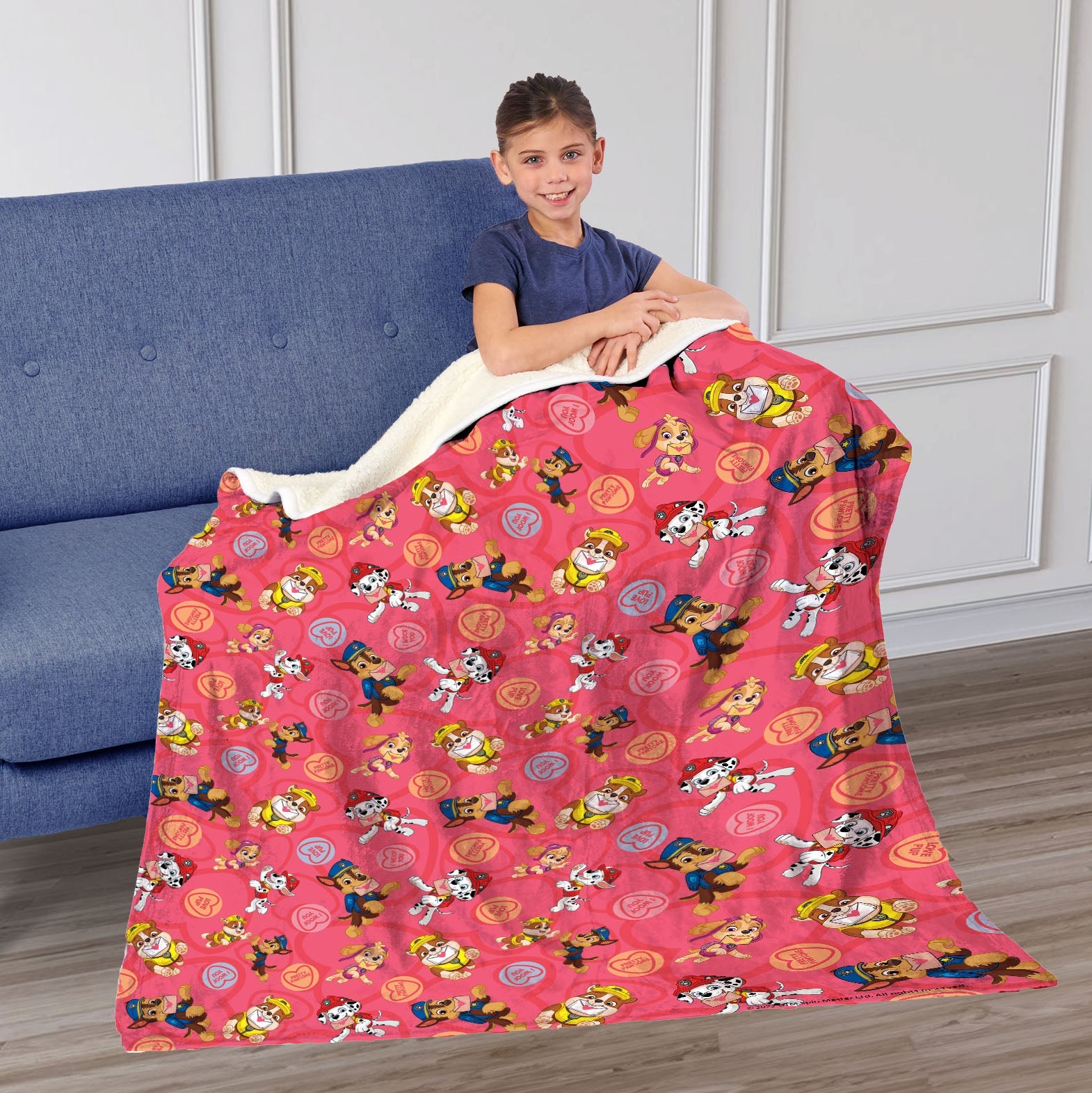 Nickelodeon Paw Patrol Paws n Kisses Silk Touch Sherpa Throw Blanket 50x60 Inches