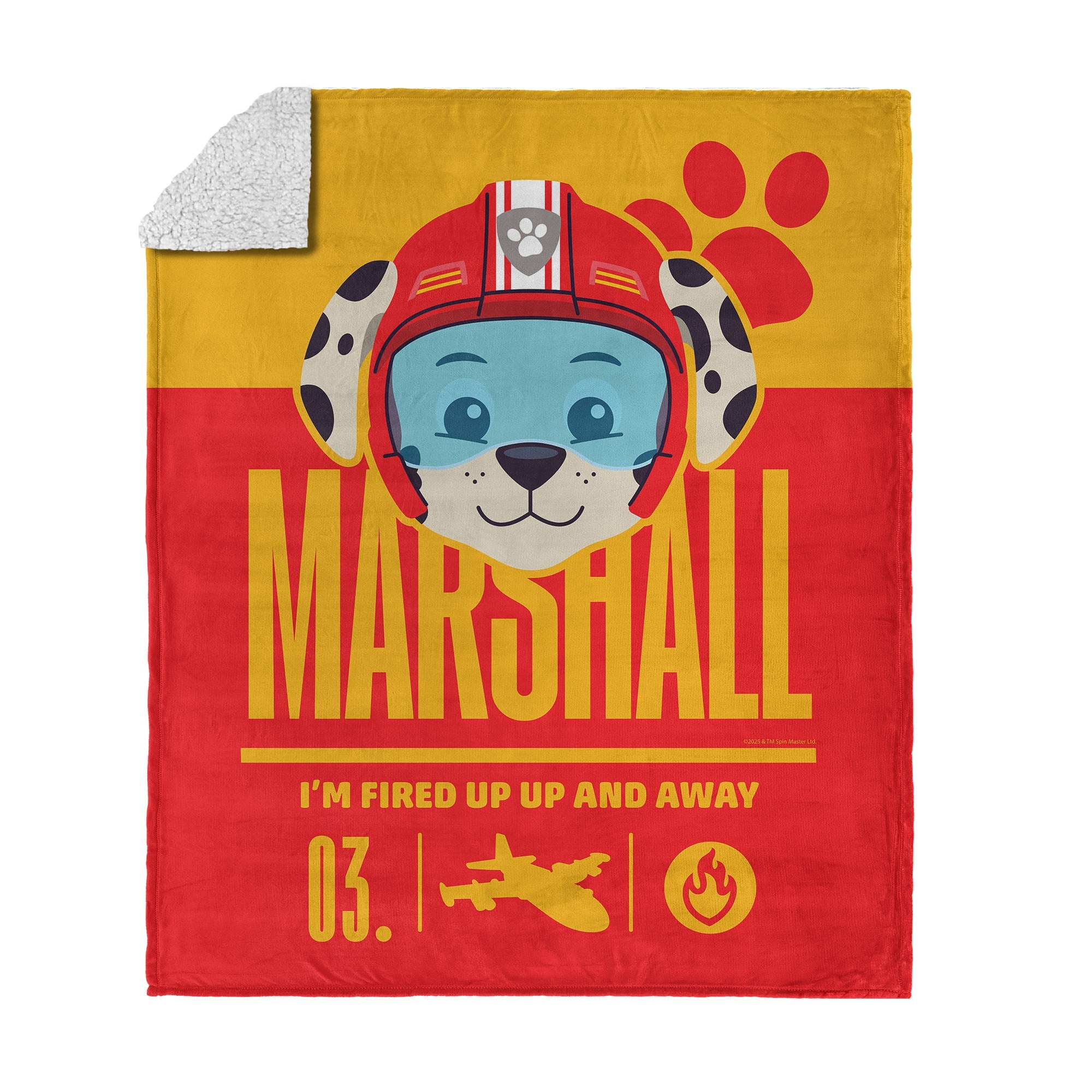 Paw Patrol Marshall Fired Up Silk Touch Sherpa Throw Blanket 50 x 60 inches
