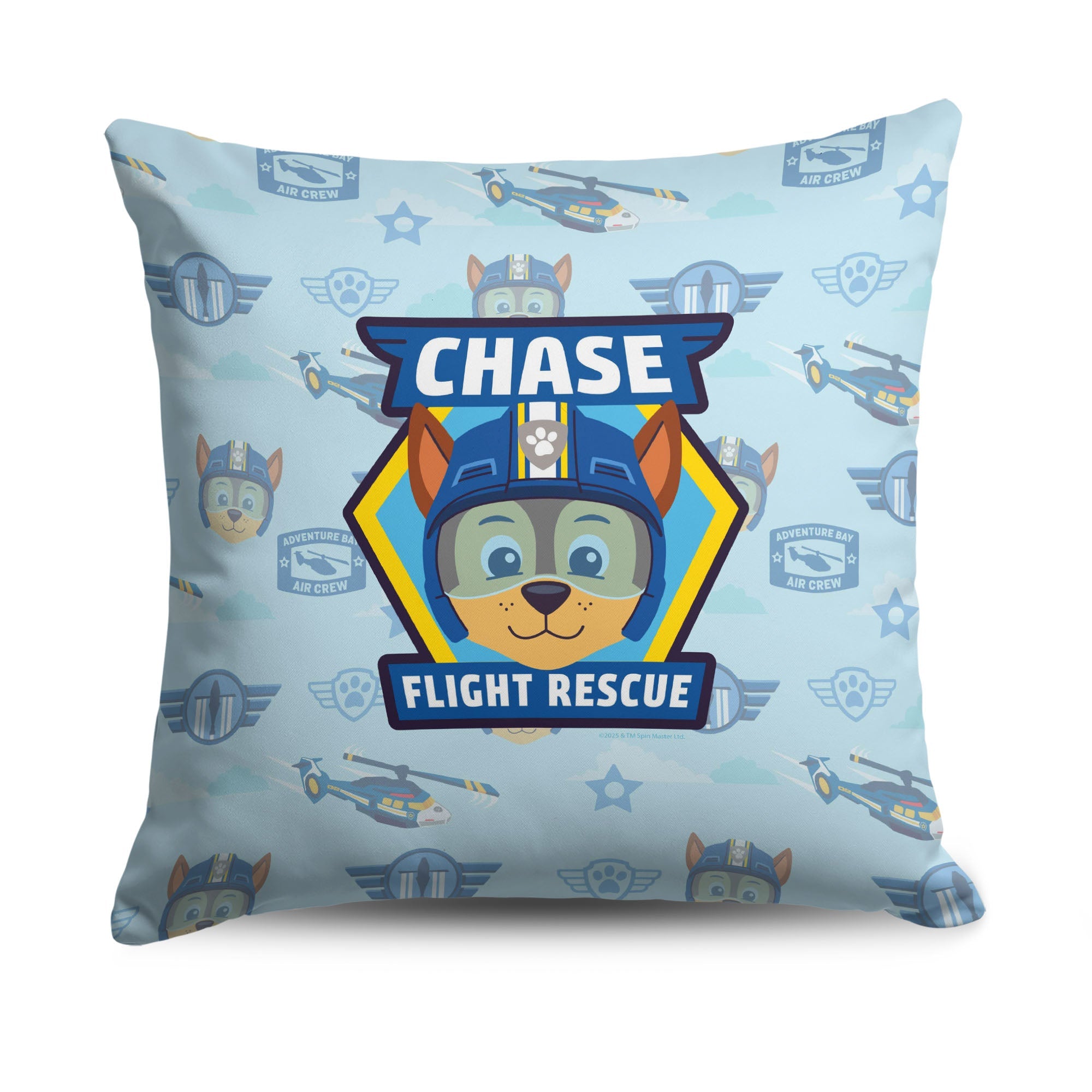 Paw Patrol Chase Badge Pattern Throw Pillow 18 x 18 inches