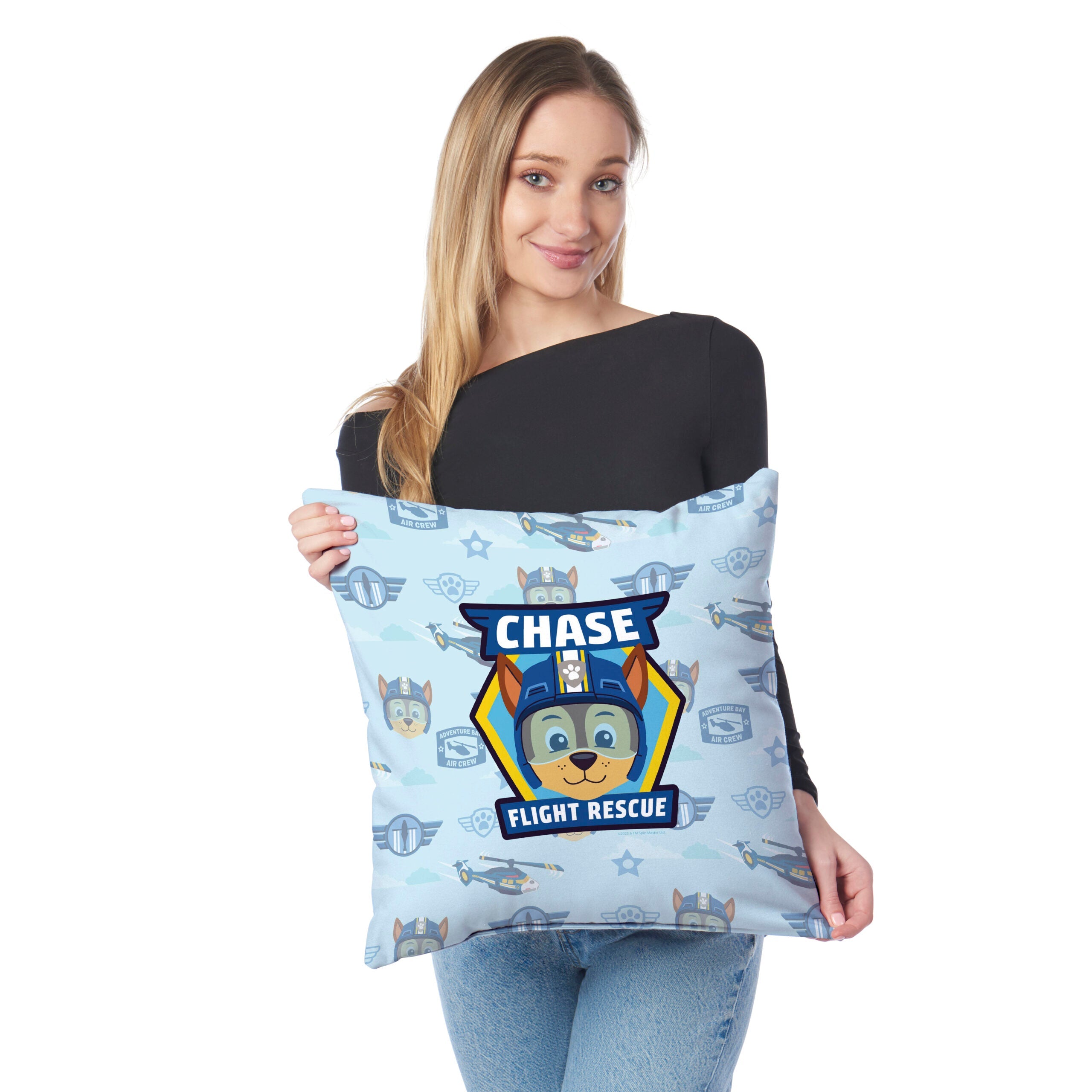 Paw Patrol Chase Badge Pattern Throw Pillow 18 x 18 inches