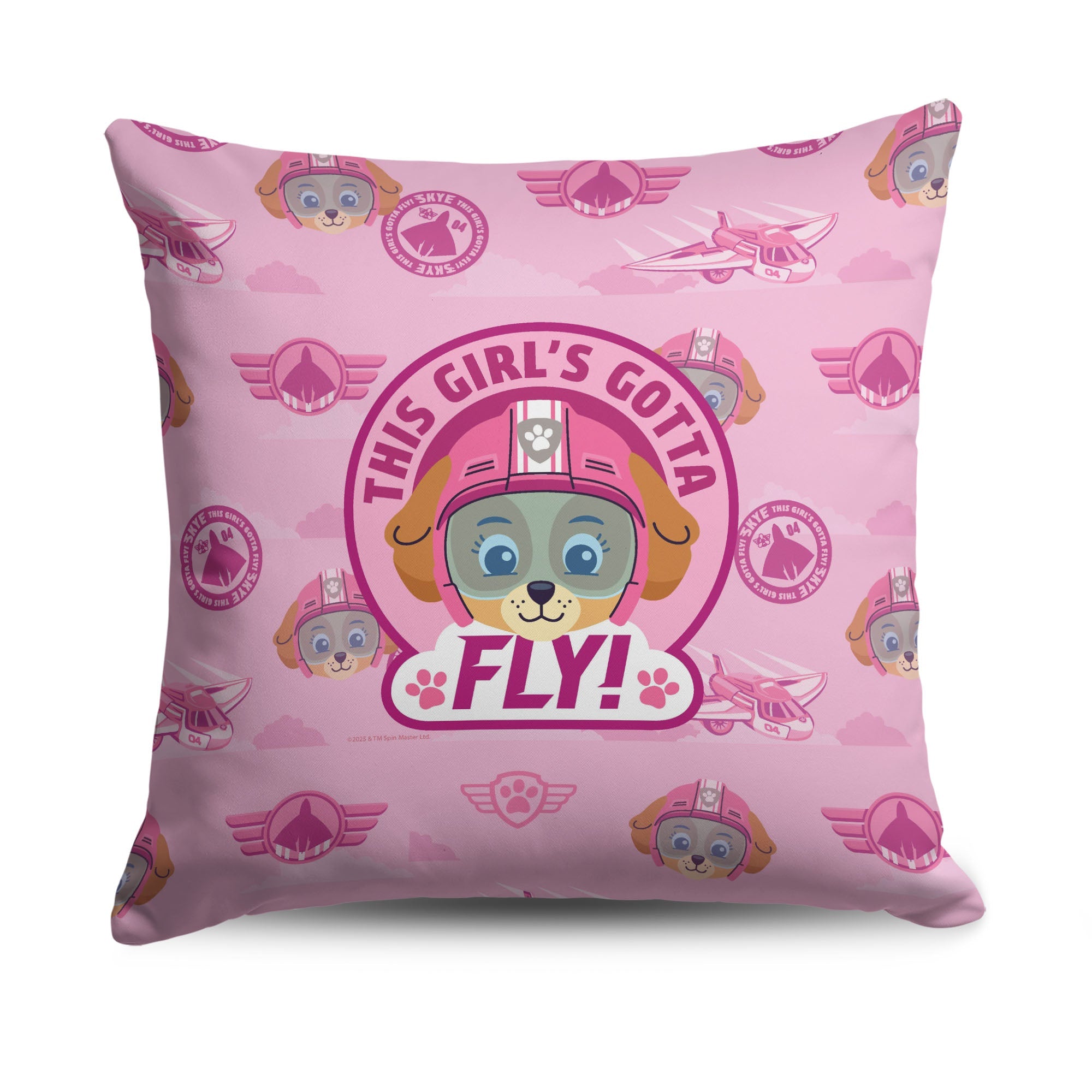 Paw Patrol Skye Badge Pattern Throw Pillow 18 x 18 inches
