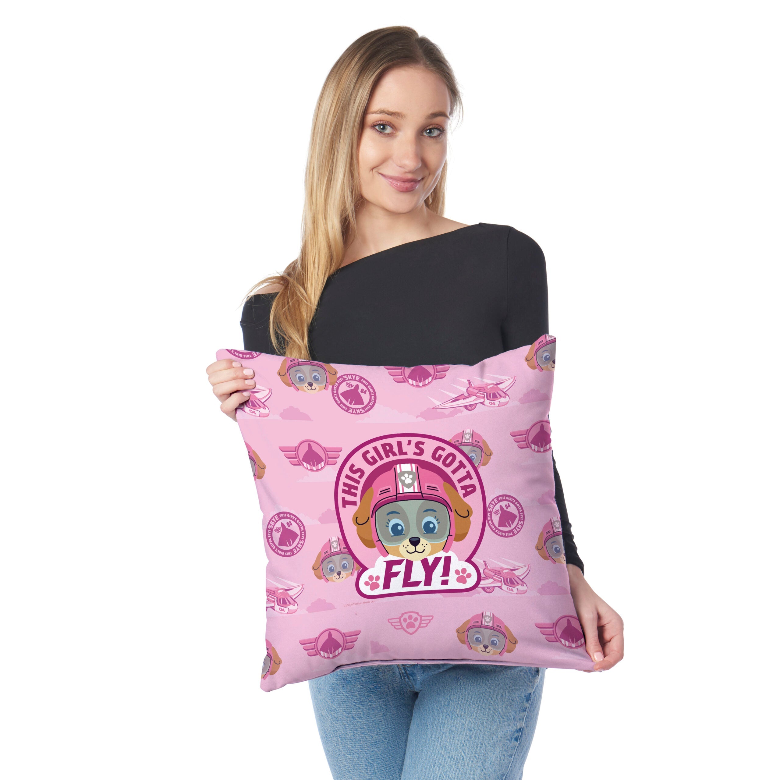 Paw Patrol Skye Badge Pattern Throw Pillow 18 x 18 inches