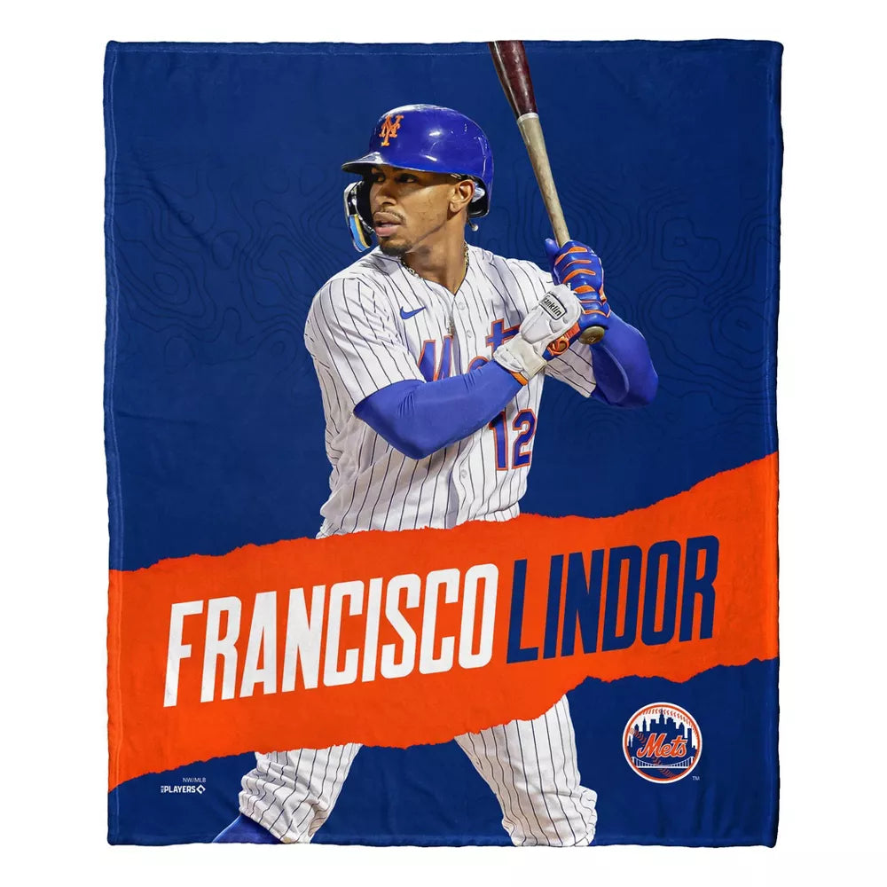 MLB New York Mets Francisco Lindor Silk Touch Throw Blanket 50x60 Inches