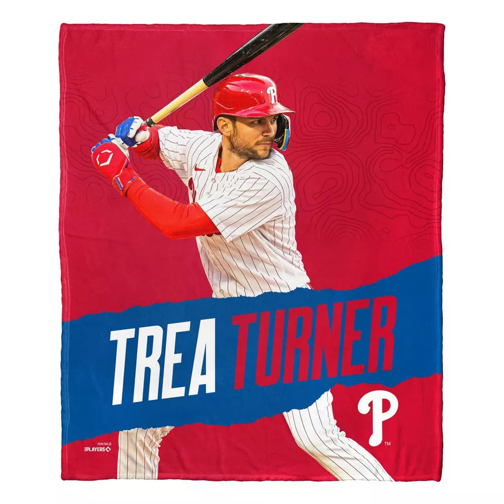 MLB Philadelphia Phillies Trea Turner Silk Touch Throw Blanket 50x60 Inches