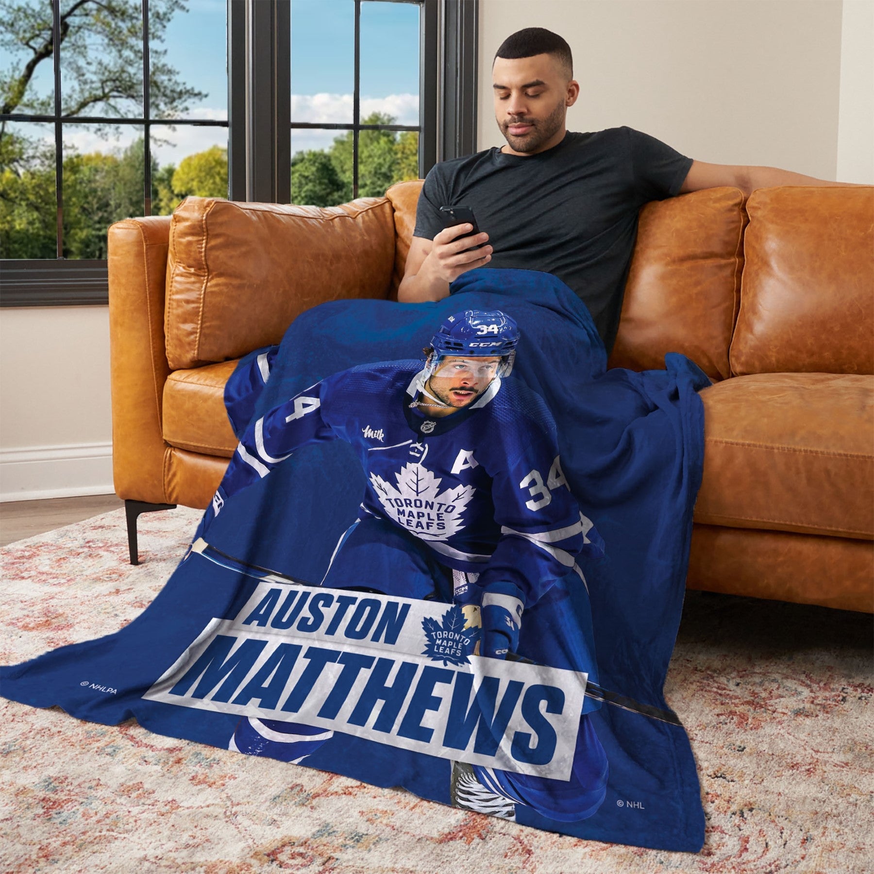 NHL Toronto Maple Leafs Auston Matthews Player Silk Touch Throw Blanket 50x60 Inches