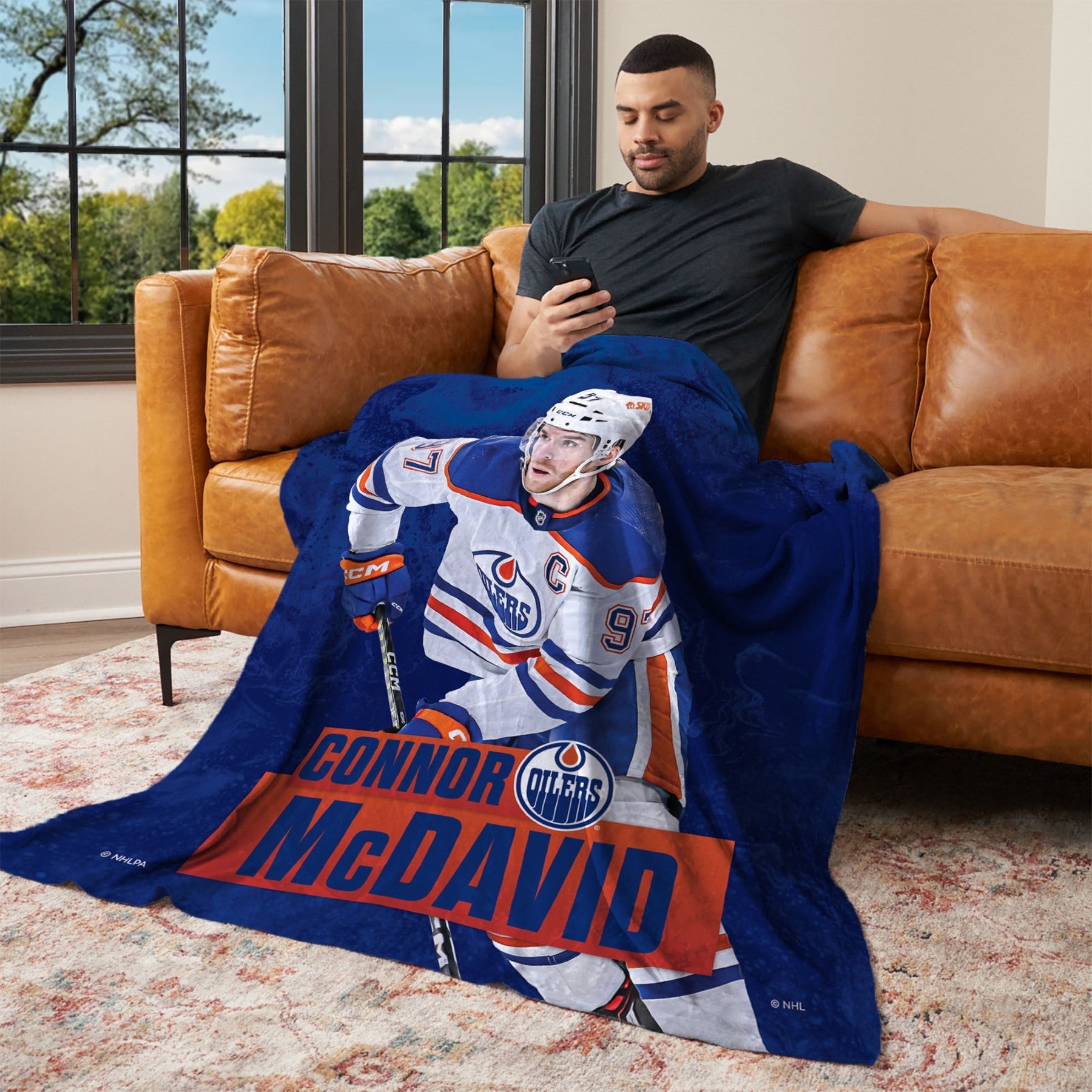 NHL Edmonton Oilers Connor McDavid Player Silk Touch Throw Blanket 50x60 Inches
