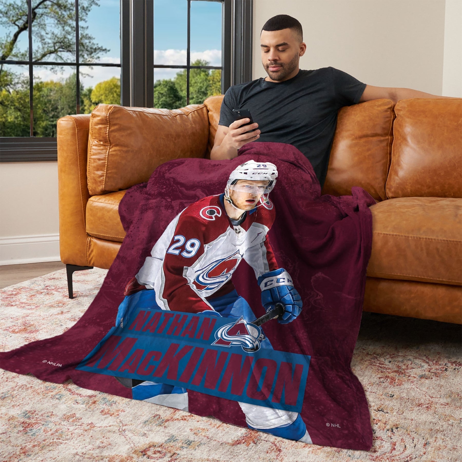 NHL Colorado Avalanche Nathan MacKinnon Player Silk Touch Throw Blanket 50x60 Inches