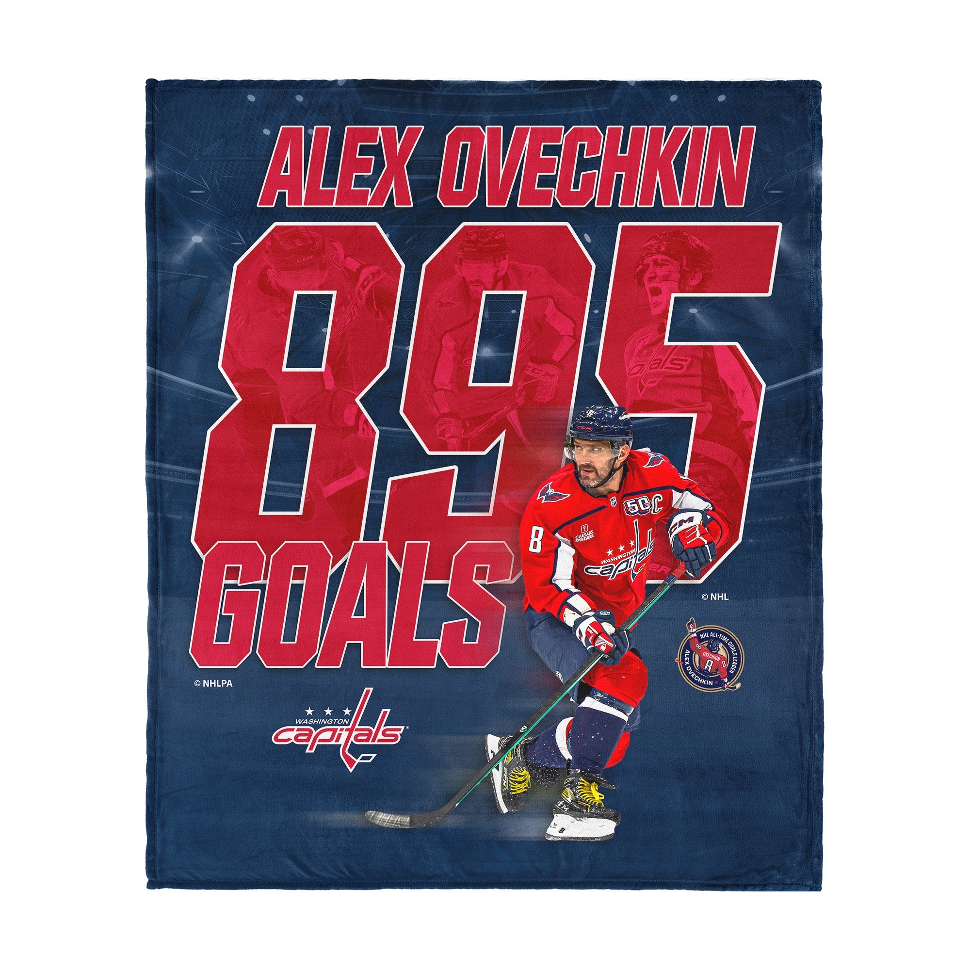 NHL Washington Capitals Alex Ovechkin 895 Goals Silk Touch Throw Blanket 50 x 60 inches