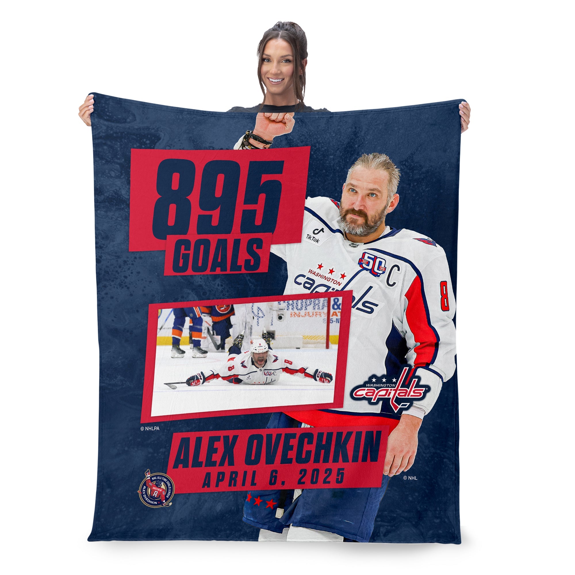 NHL Washington Capitals Alex Ovechkin 895 Goals Photo Silk Touch Throw Blanket 50 x 60 inches