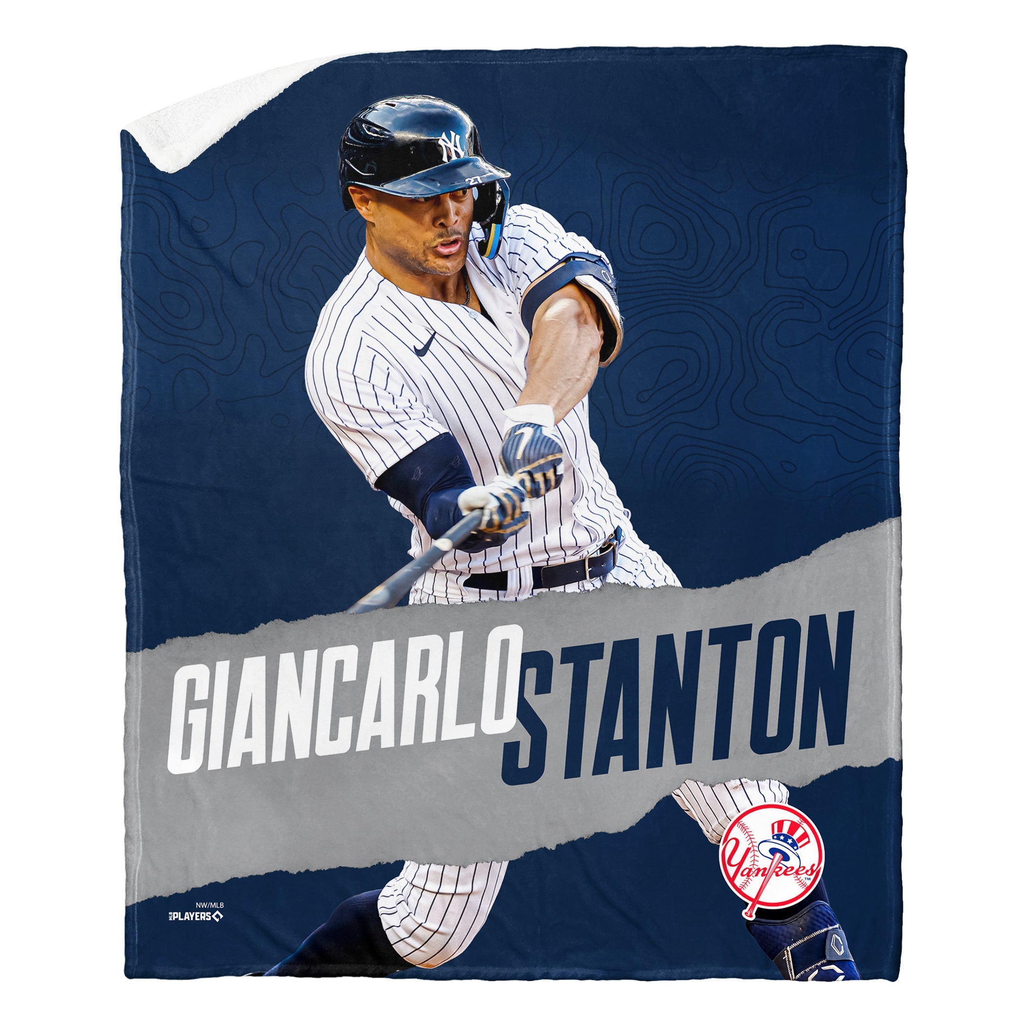 MLB New York Yankees Giancarlo Stanton Silk Touch Sherpa Throw Blanket 50x60 Inches