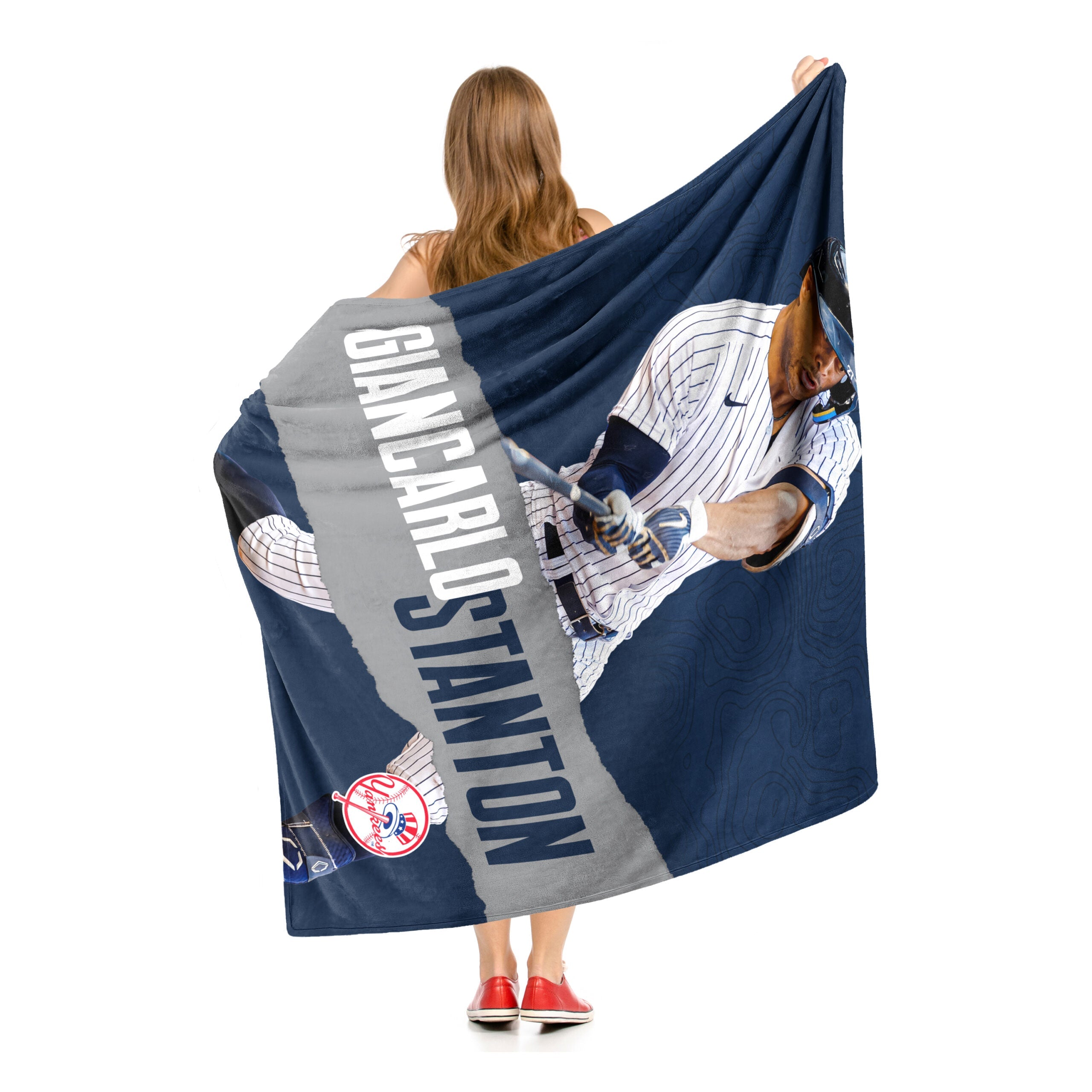 MLB New York Yankees Giancarlo Stanton Silk Touch Sherpa Throw Blanket 50x60 Inches