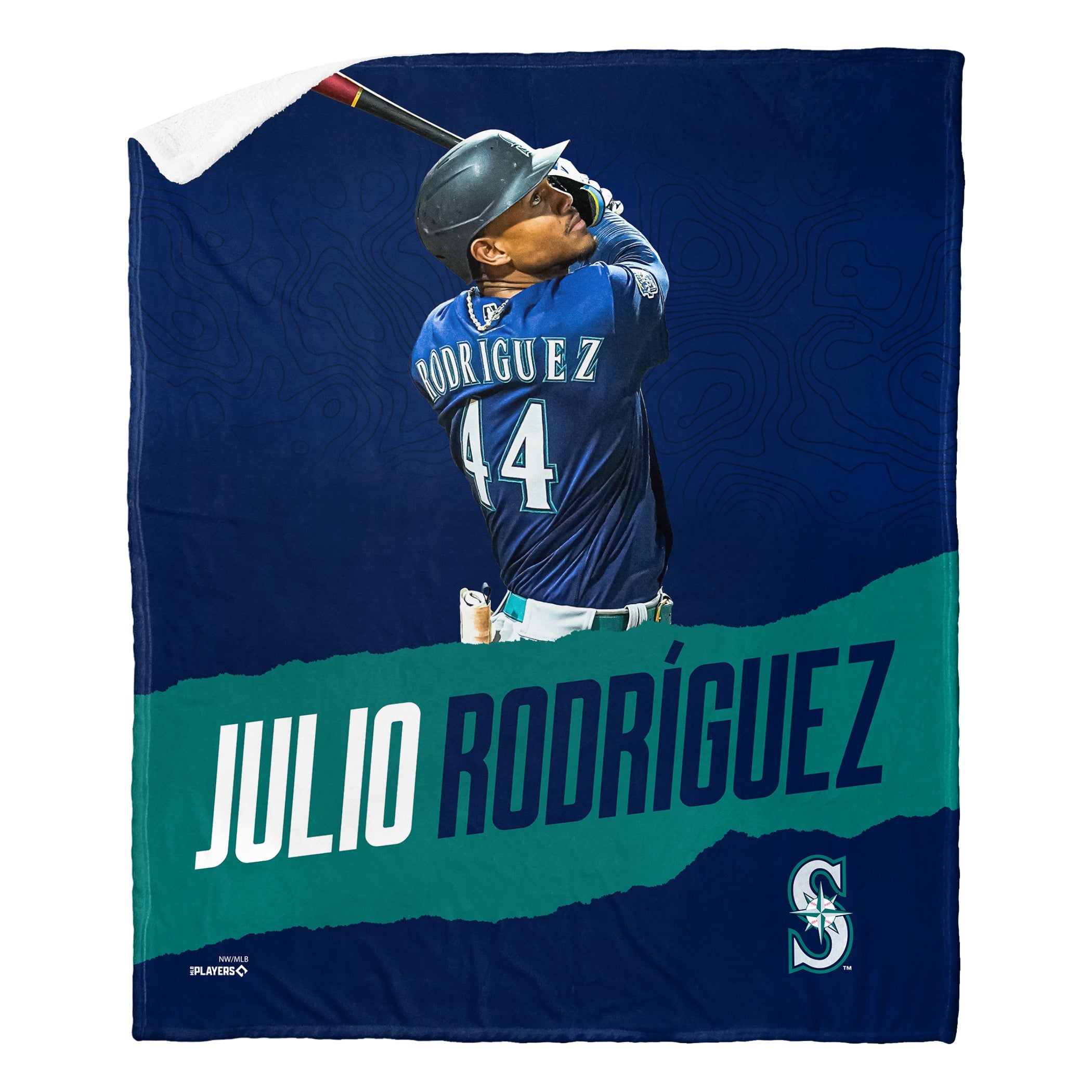 MLB Seattle Mariners Julio Rodriguez Silk Touch Sherpa Throw Blanket 50x60 Inches