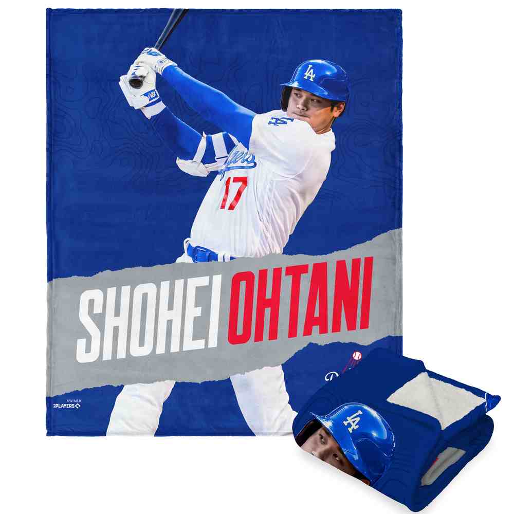 MLB Los Angeles Dodgers Shohei Ohtani Silk Touch Sherpa Throw Blanket 50x60 Inches