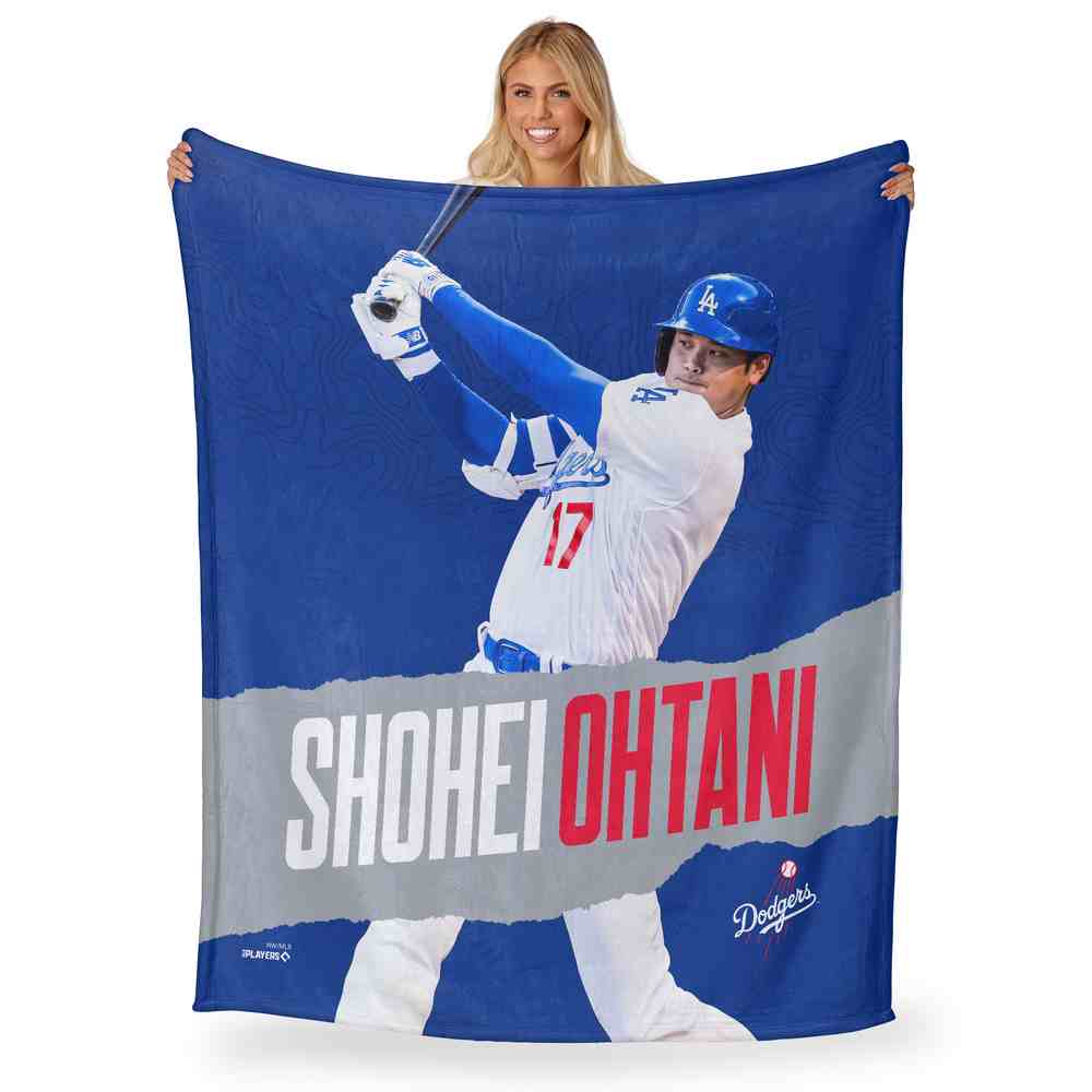 MLB Los Angeles Dodgers Shohei Ohtani Silk Touch Sherpa Throw Blanket 50x60 Inches