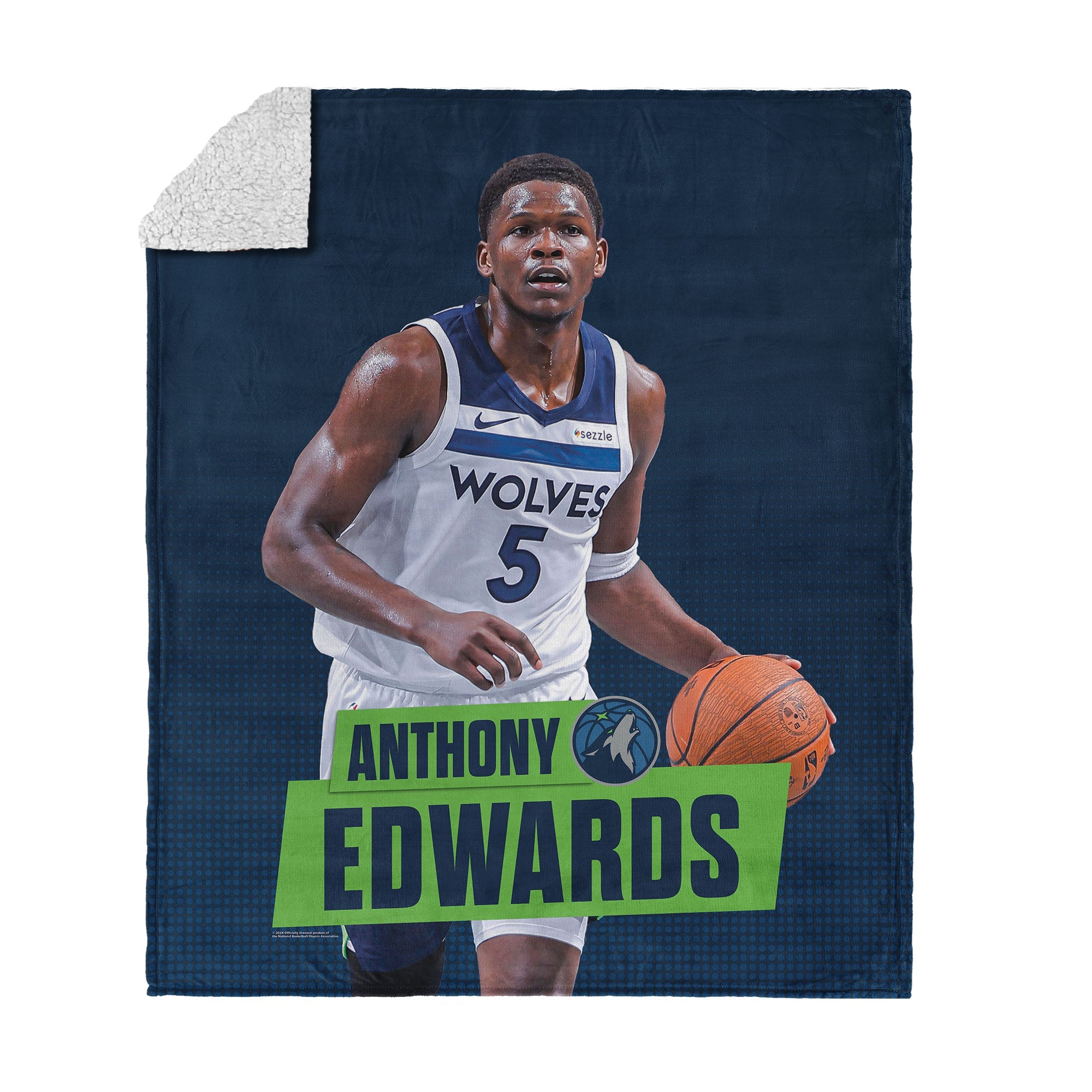 NBA Minnesota Timberwolves Anthony Edwards Silk Touch Sherpa Throw Blanket 50x60 inches
