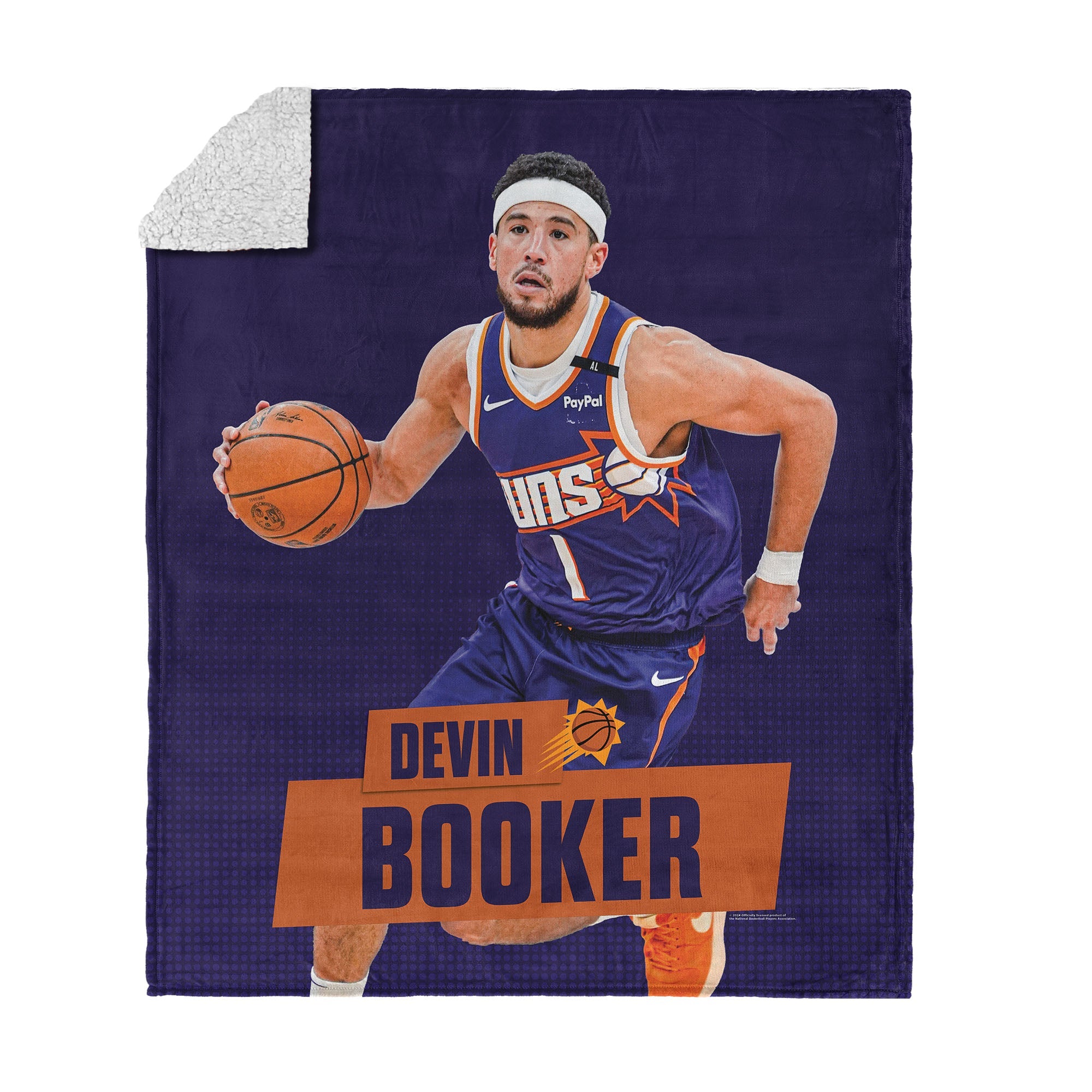 NBA Phoenix Suns Devin Booker Silk Touch Sherpa Throw Blanket 50x60 inches