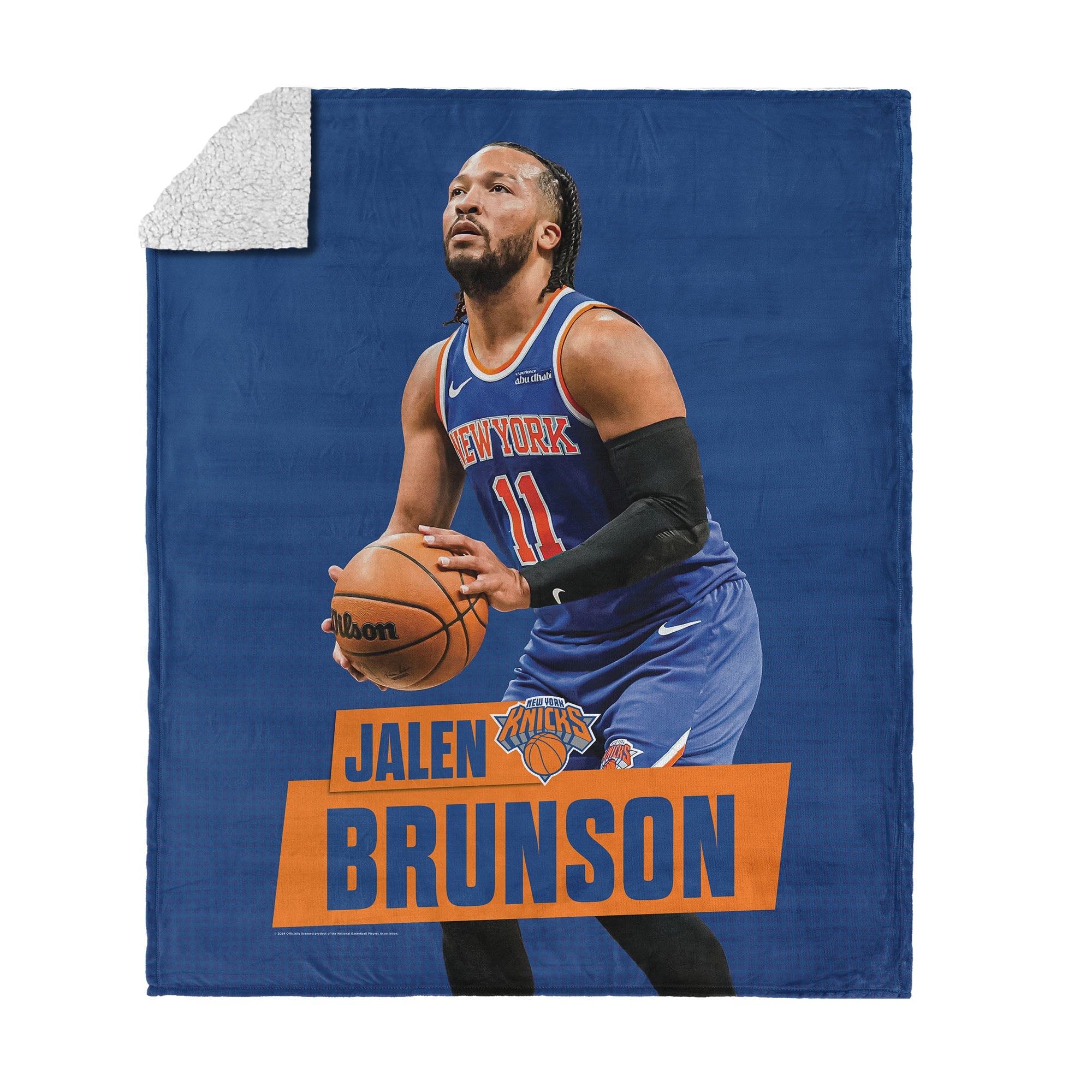 NBA New York Knicks Jalen Brunson Silk Touch Sherpa Throw Blanket 50x60 inches