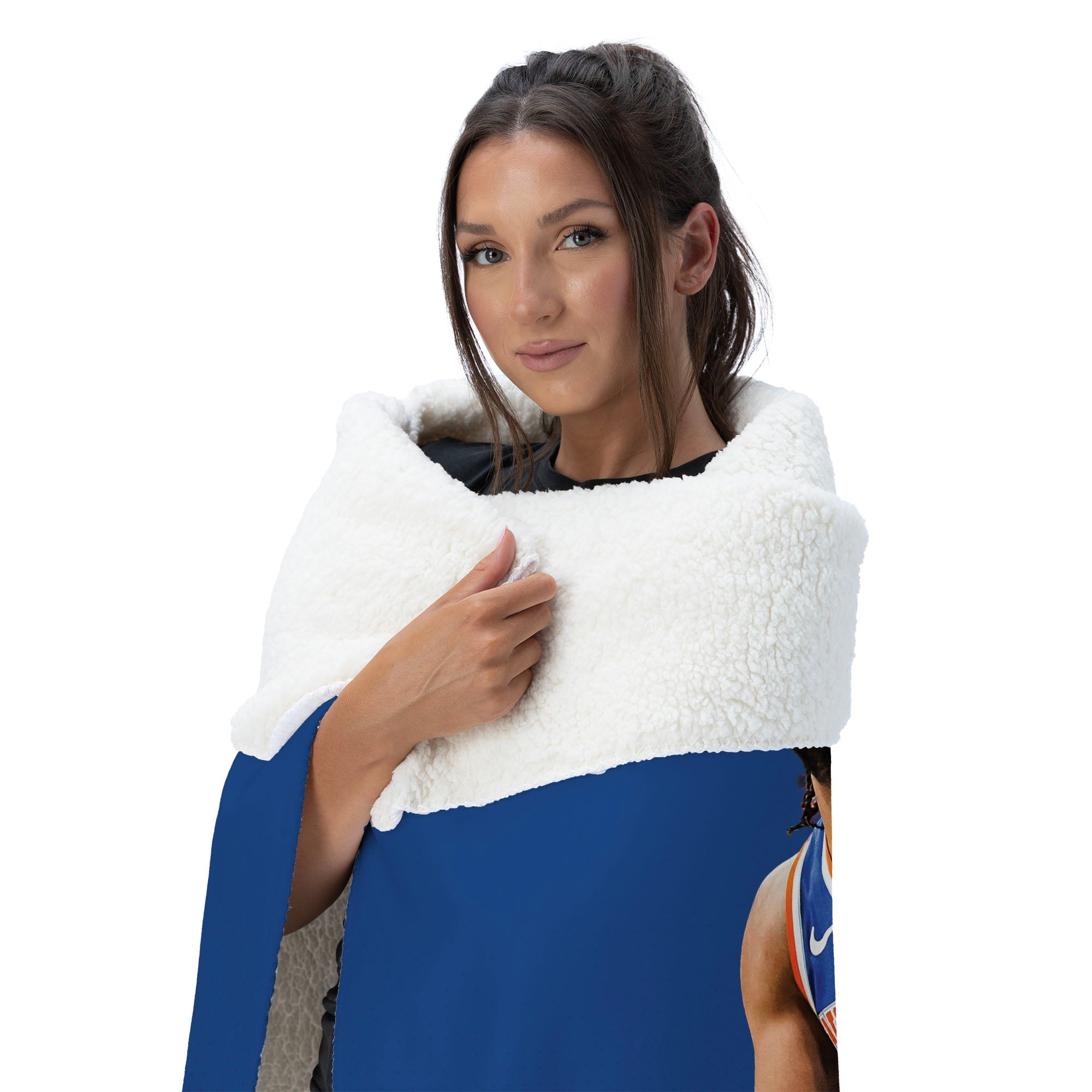 NBA New York Knicks Jalen Brunson Silk Touch Sherpa Throw Blanket 50x60 inches