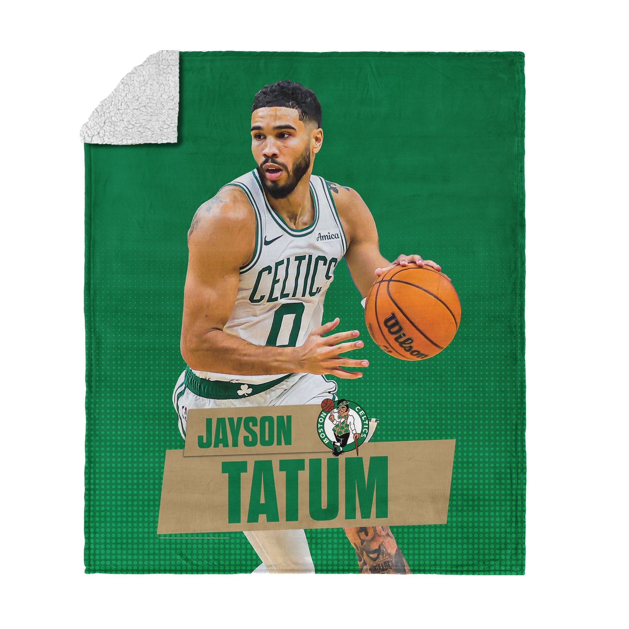 NBA Boston Celtics Jayson Tatum Silk Touch Sherpa Throw Blanket 50x60 inches