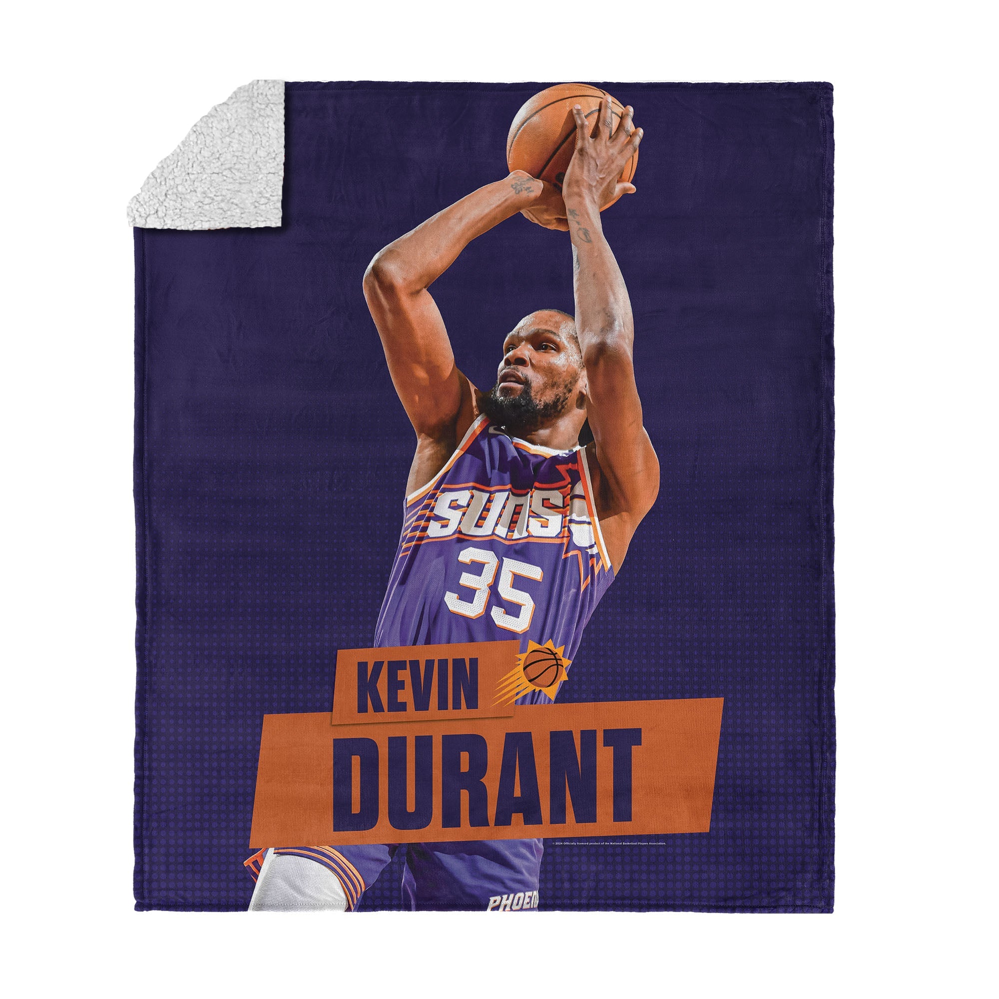 NBA Phoenix Suns Kevin Durant Silk Touch Sherpa Throw Blanket 50x60 inches