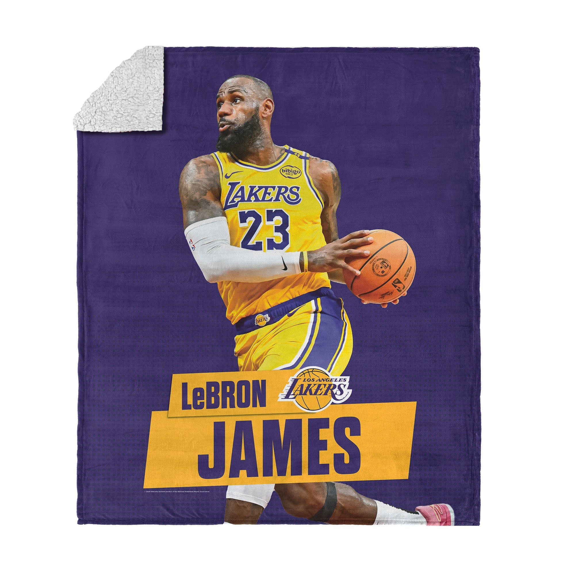 NBA Los Angeles Lakers Lebron James Silk Touch Sherpa Throw Blanket 50x60 inches