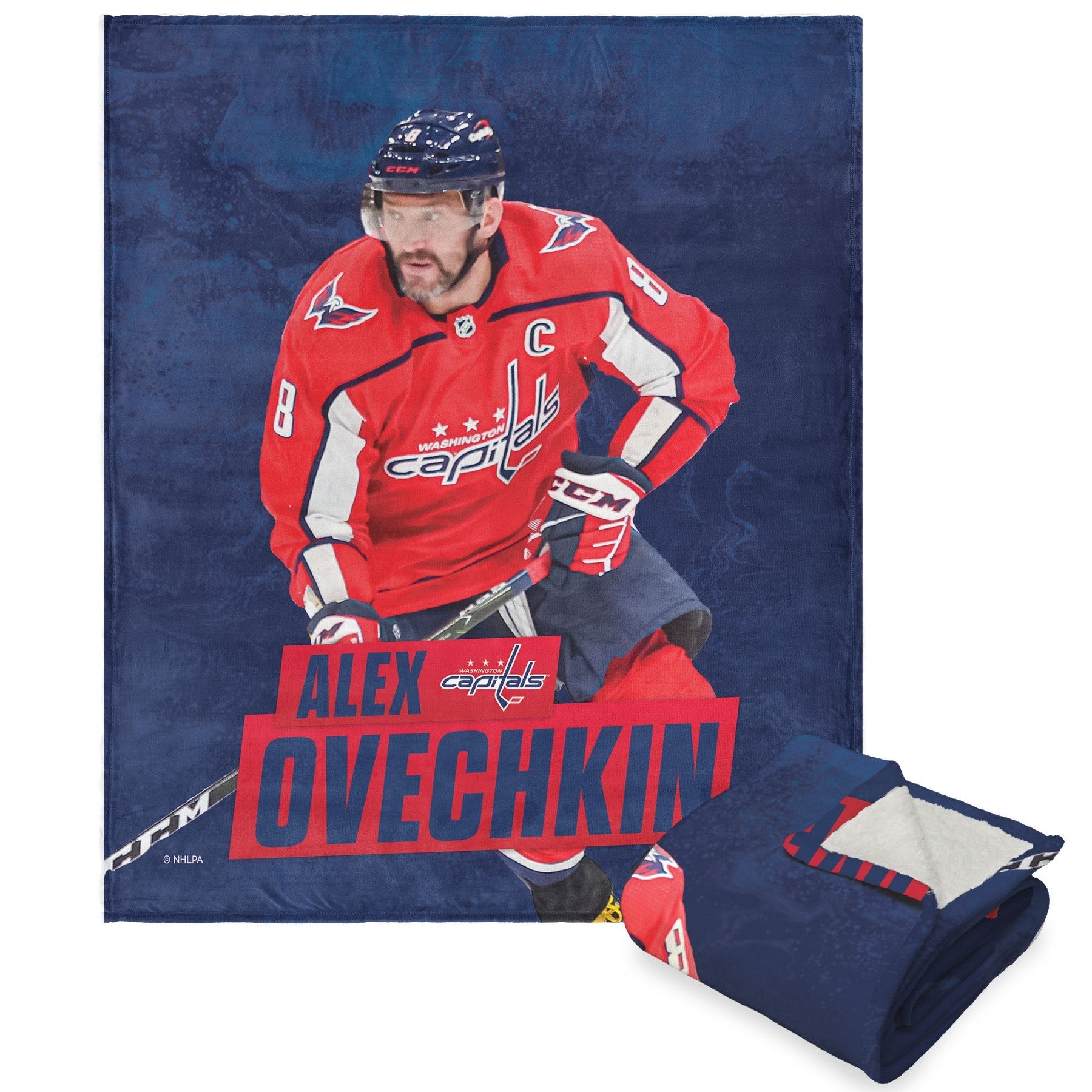 NHL Washington Capitals Alex Ovechkin Silk Touch Sherpa Throw Blanket, 50 x 60 inches
