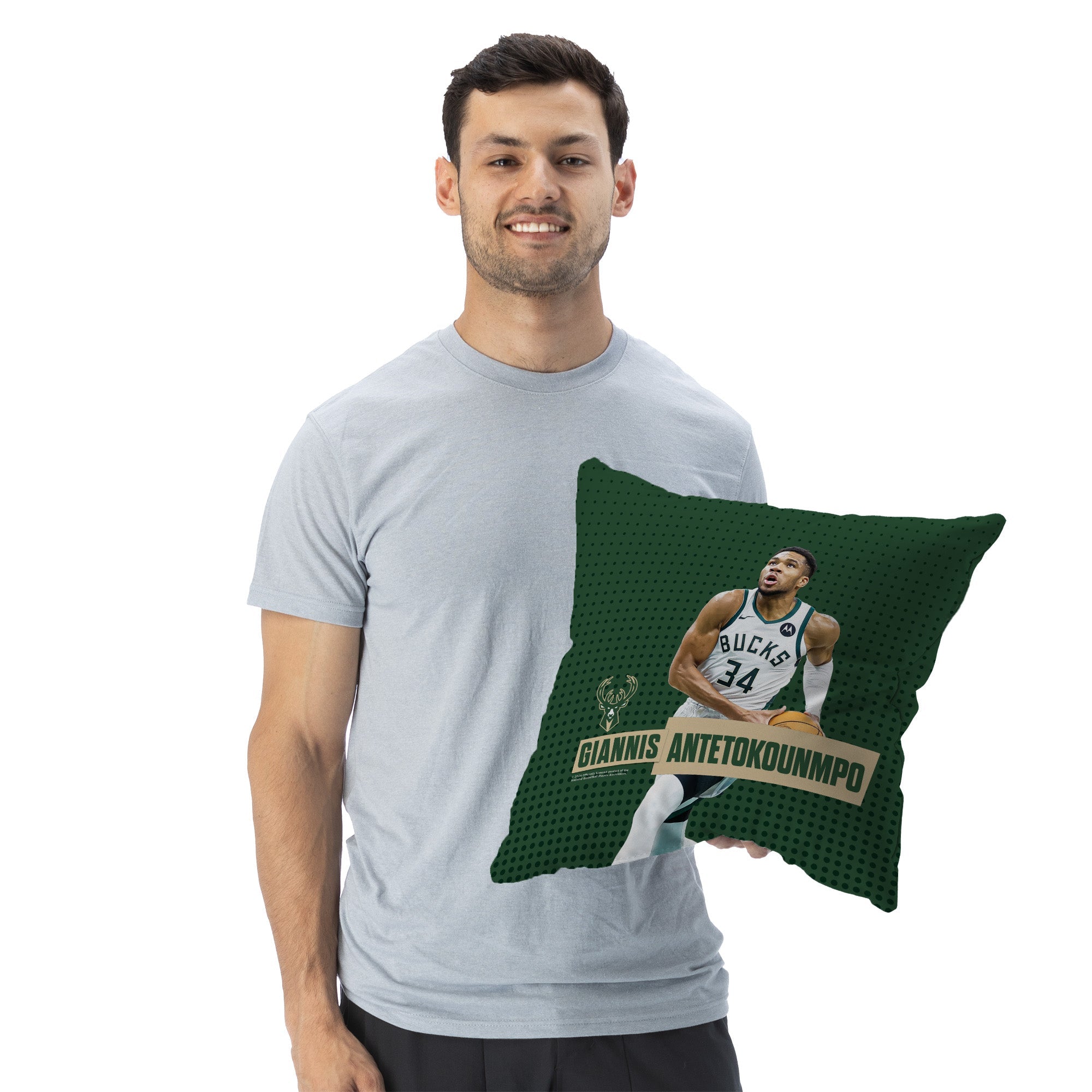 NBA Milwaukee Bucks Giannis Antetokounmpo Throw Pillow 18x18 inches