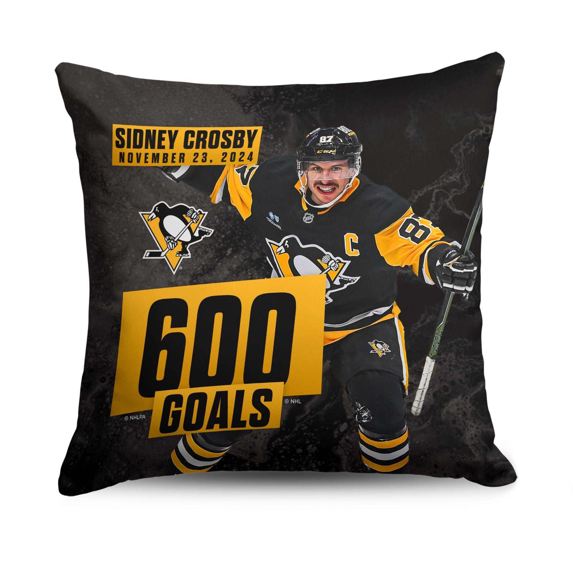 Pittsburgh Penguins Sidney Crosby NHL 600 Goal Milestone Throw Pillow 18X18 Inches