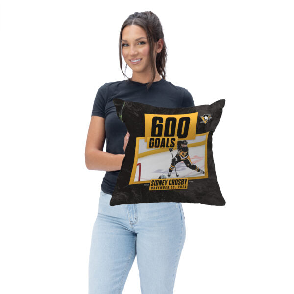 Pittsburgh Penguins Sidney Crosby NHL 600 Goal Milestone Throw Pillow 18X18 Inches
