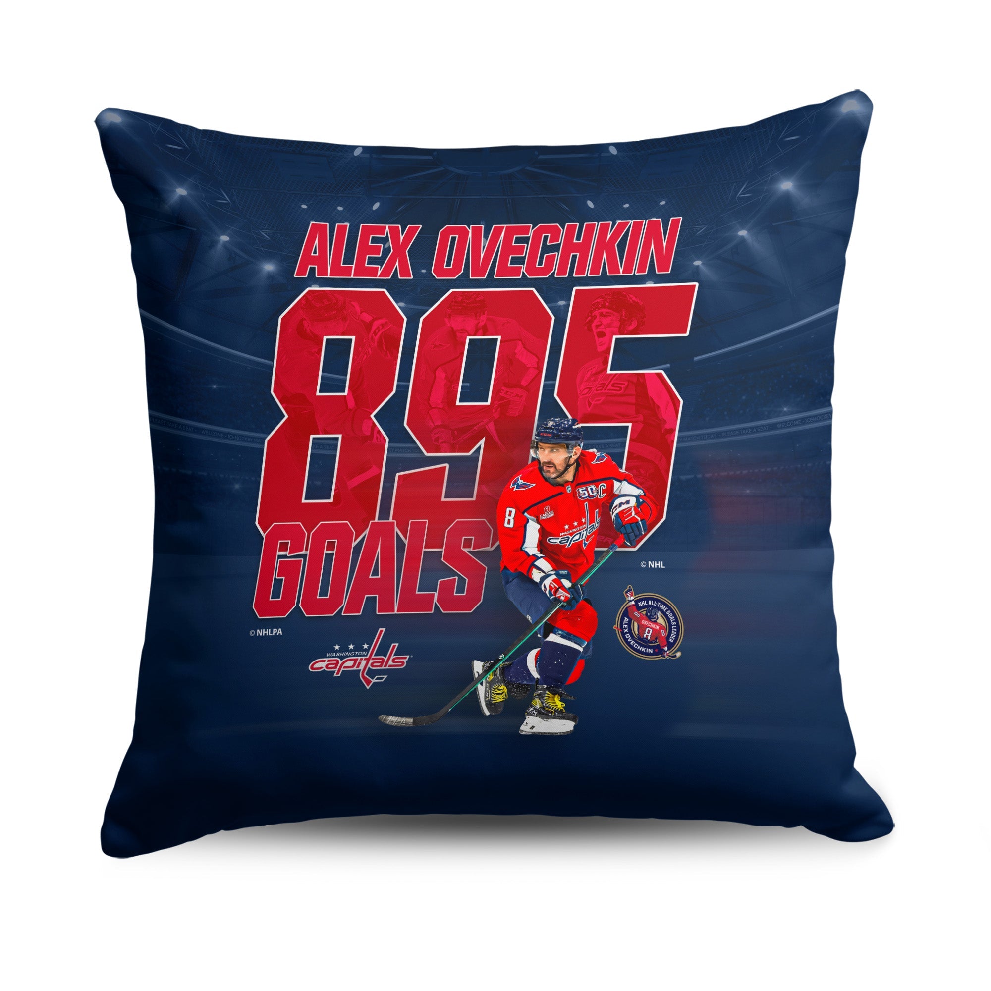 NHL Washington Capitals Alex Ovechkin 895 Goals Throw Pillow 18 x 18 inches